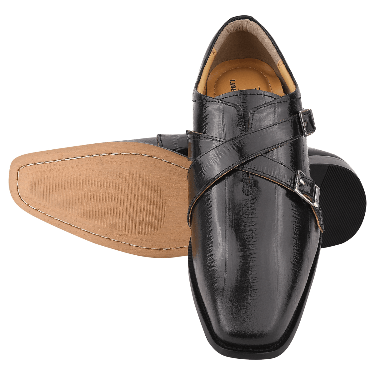 Liberty Zeno DONNA Leather Oxford Style Double Buckle Monk Straps Shoes For Men