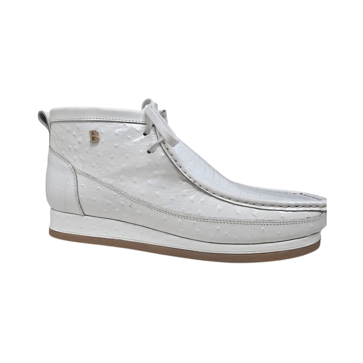 British Walkers New Castle Dual Print chukka boots in white, side profile