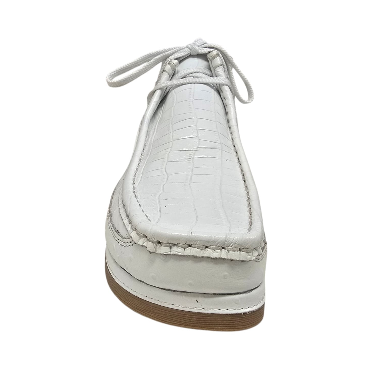 British Walkers New Castle Dual Print chukka boots in white, front view