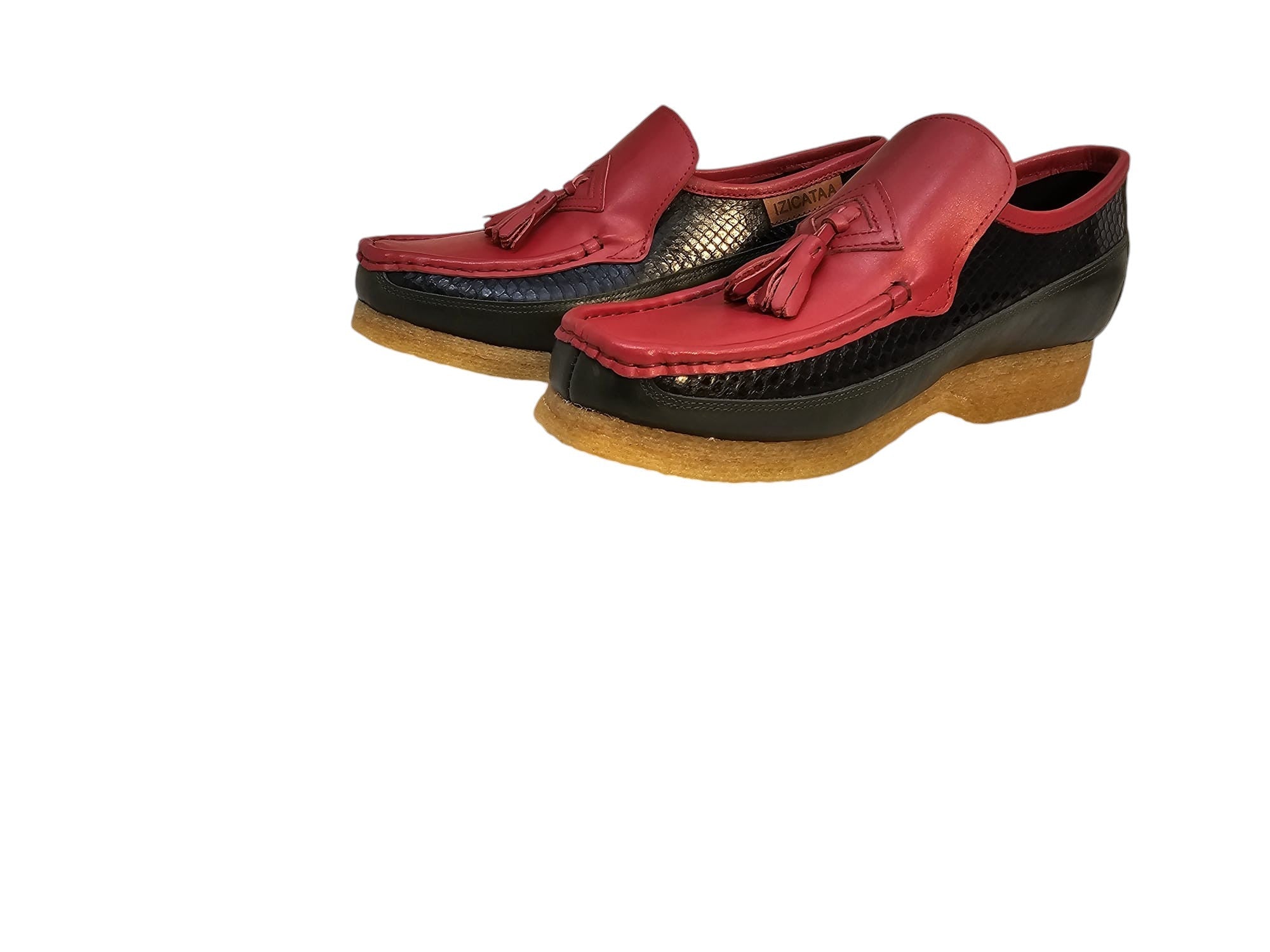British Walkers BWB Men's Custom Black Leather and Snake Skin Slip On Shoes