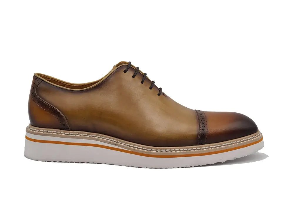 Carrucci Shoes Elegant Two Tone Cap Toe Calfskin Oxford KS55220T