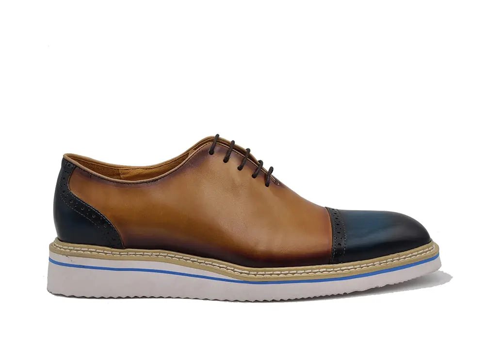 Carrucci Shoes Elegant Two Tone Cap Toe Calfskin Oxford KS55220T