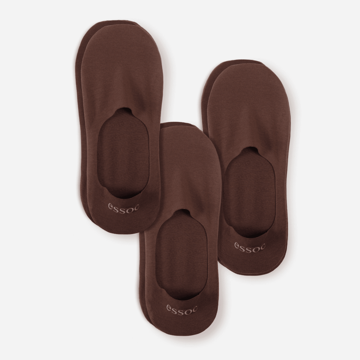 Unisex Cotton No Show Socks 3-Pack | Espresso Brown β product view 1