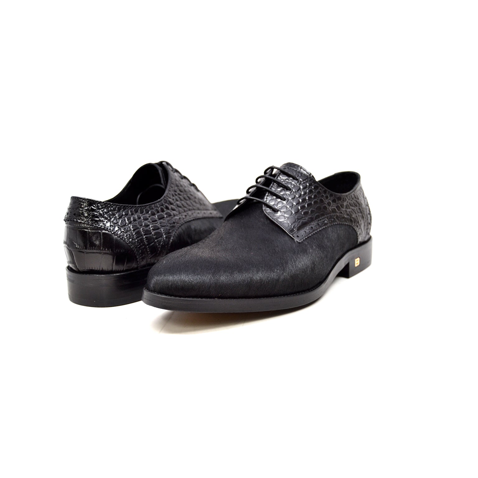 British Walkers Executive Men's Black Leather and Pony Skin Dress Shoes view 1