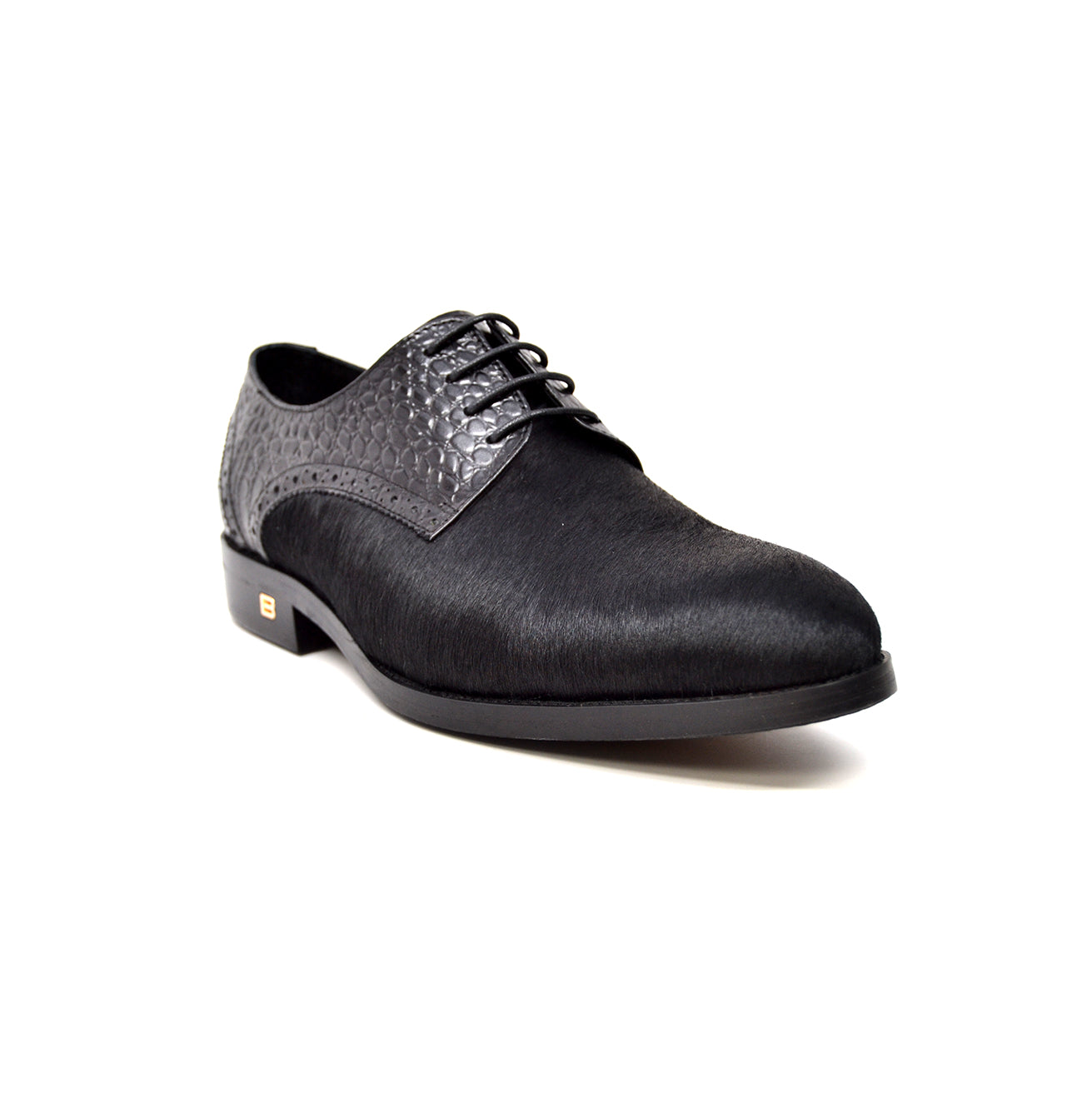 British Walkers Executive Men's Black Leather and Pony Skin Dress Shoes view 5