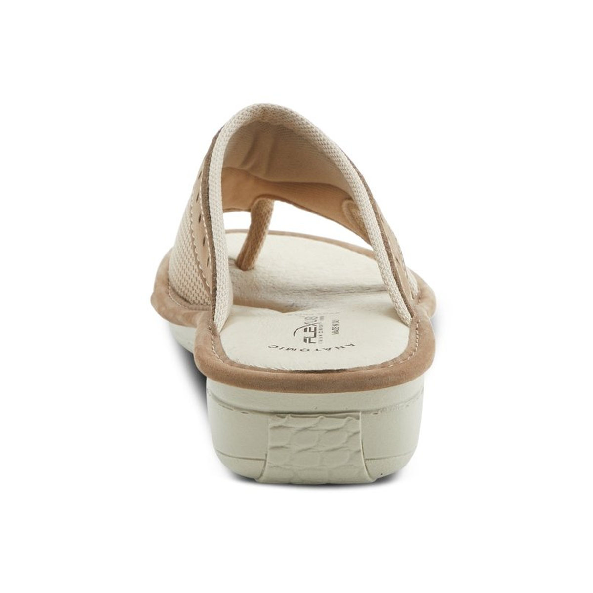 Flexus Pascalle slide sandal in beige, rear view