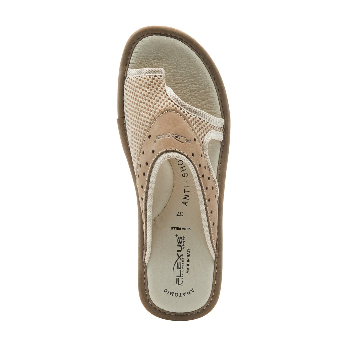 Flexus Pascalle slide sandal in beige, top view