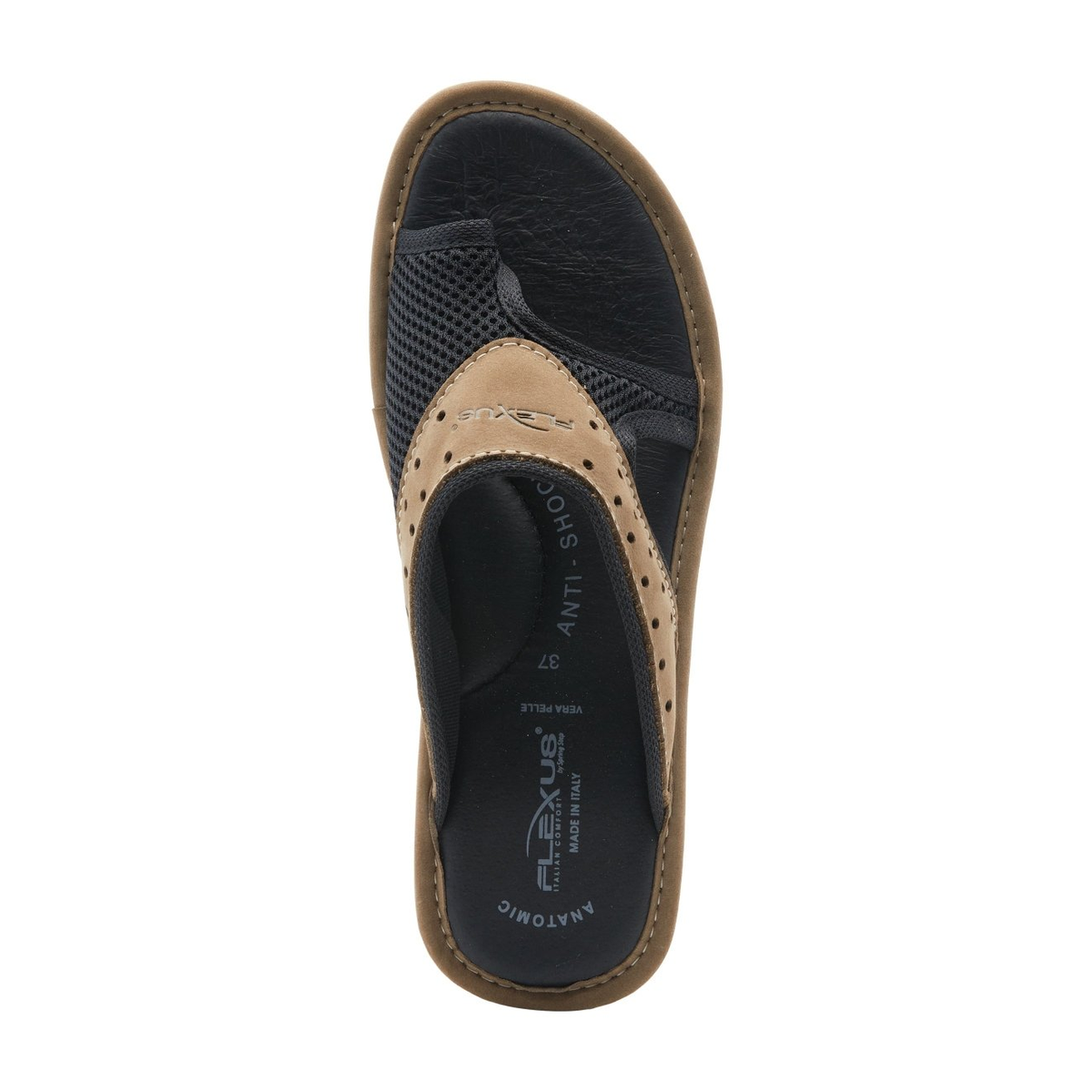 Flexus Pascalle slide sandal in black, top view