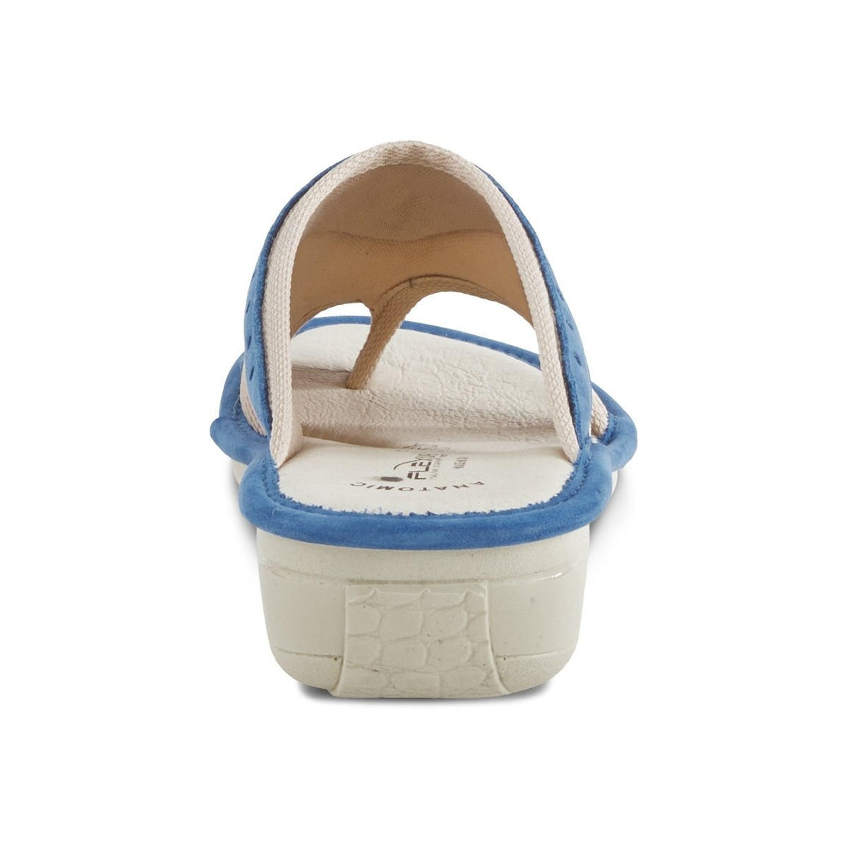Flexus Pascalle slide sandal in blue, rear view