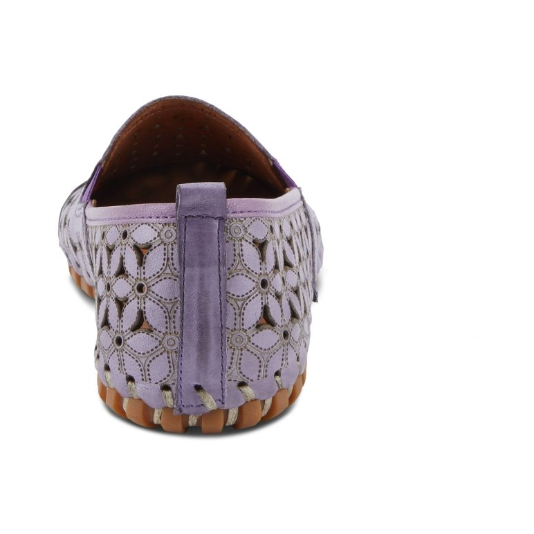 Spring Step Flowerflow Lavender slip-on shoe, rear view on white