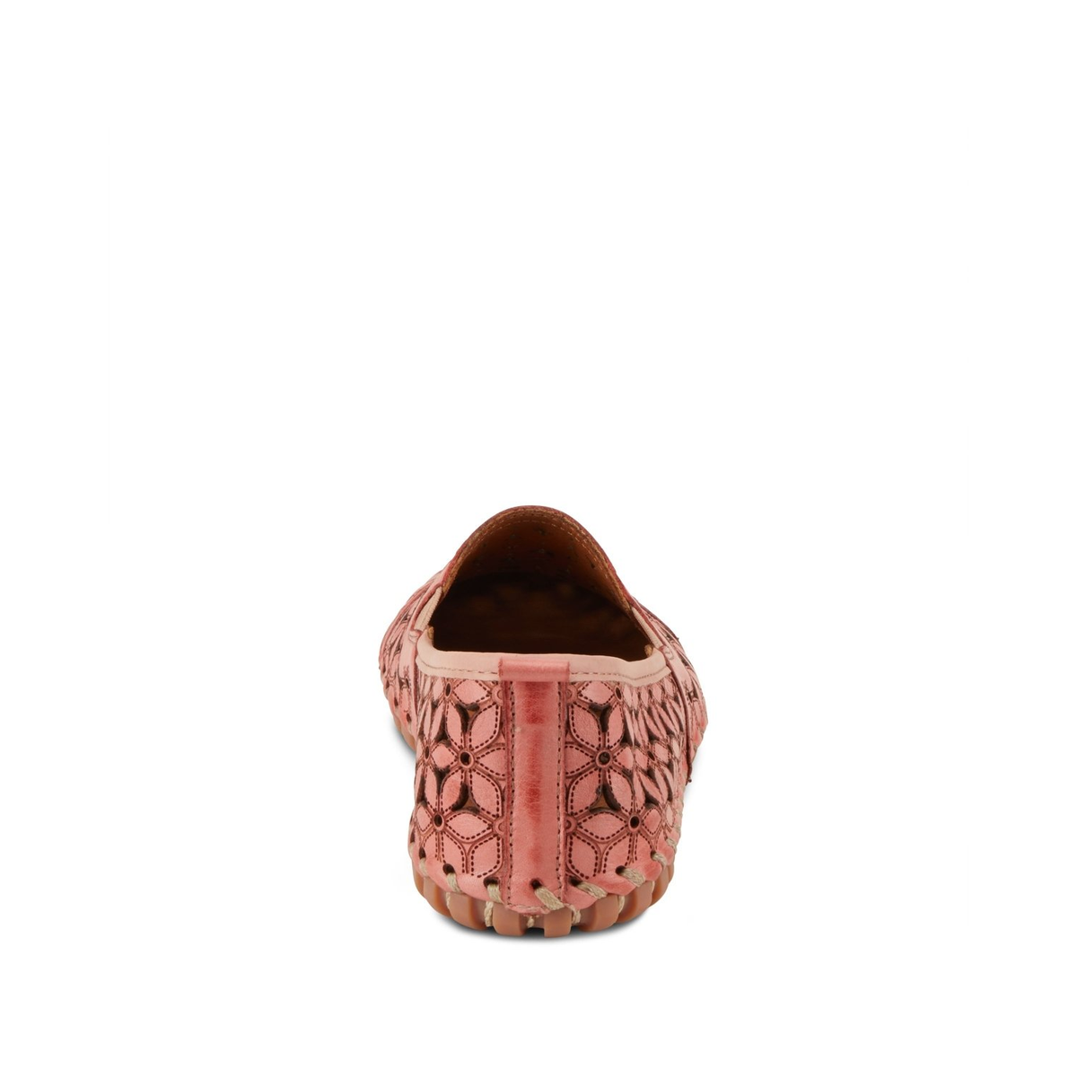 Spring Step Flowerflow Salmon slip-on shoe, rear view on white