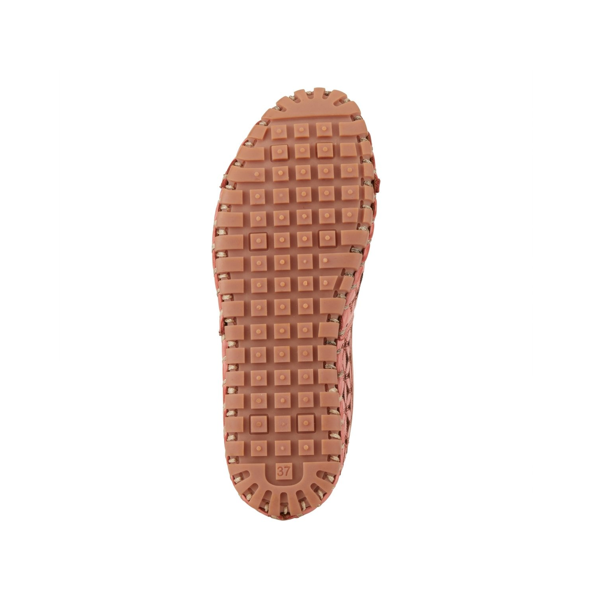 Spring Step Flowerflow Salmon slip-on shoe, outsole view on white