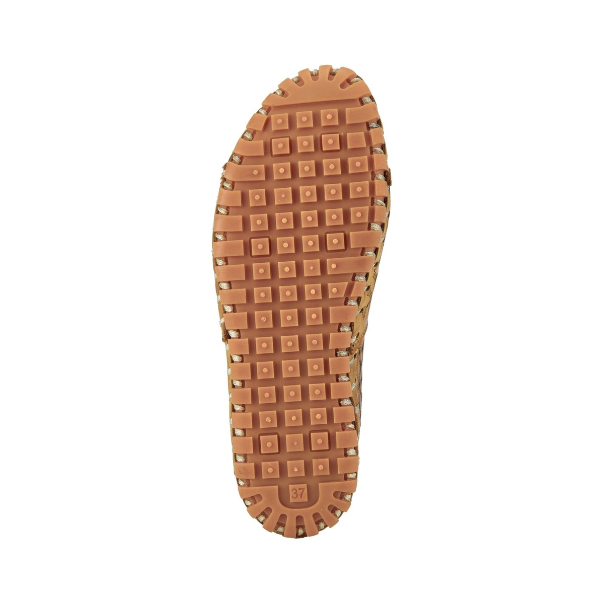 Spring Step Flowerflow Light Brown slip-on shoe, outsole view on white