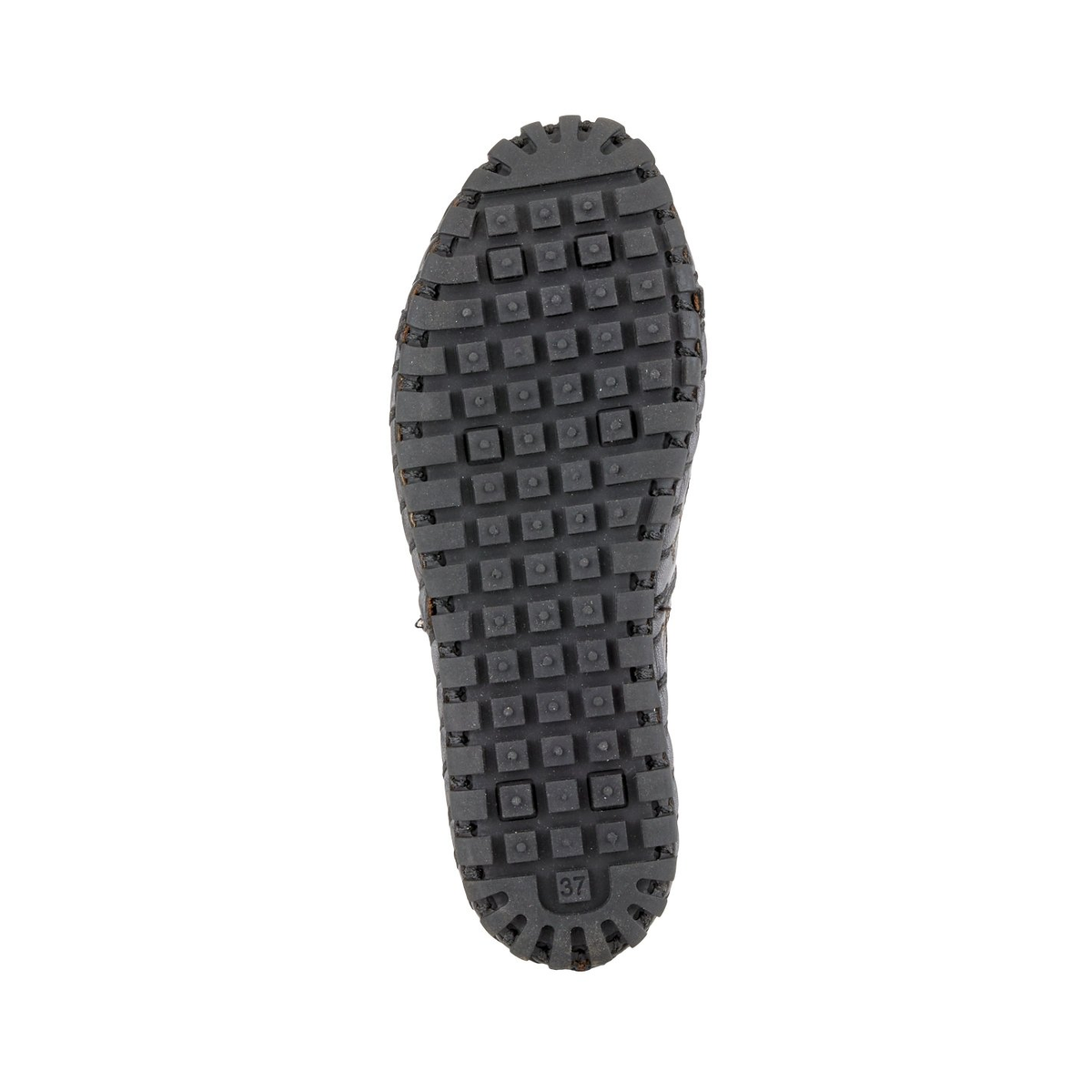 Spring Step Flowerflow Charcoal slip-on shoe, outsole view on white