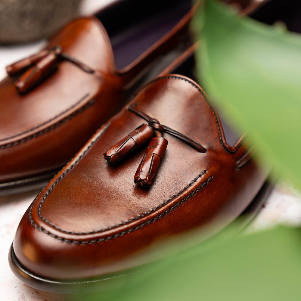 Zelli Italia 15-586-CGN FRANCO Italian Calfskin Tassel Loafer Cognac View 9