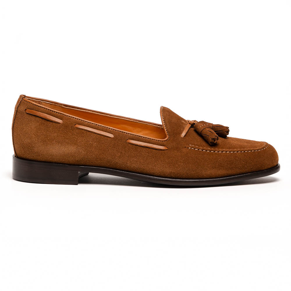 Zelli Italia 16-583-TAB FRANCO Suede Calfskin Tassel Loafer, Tobacco Front View