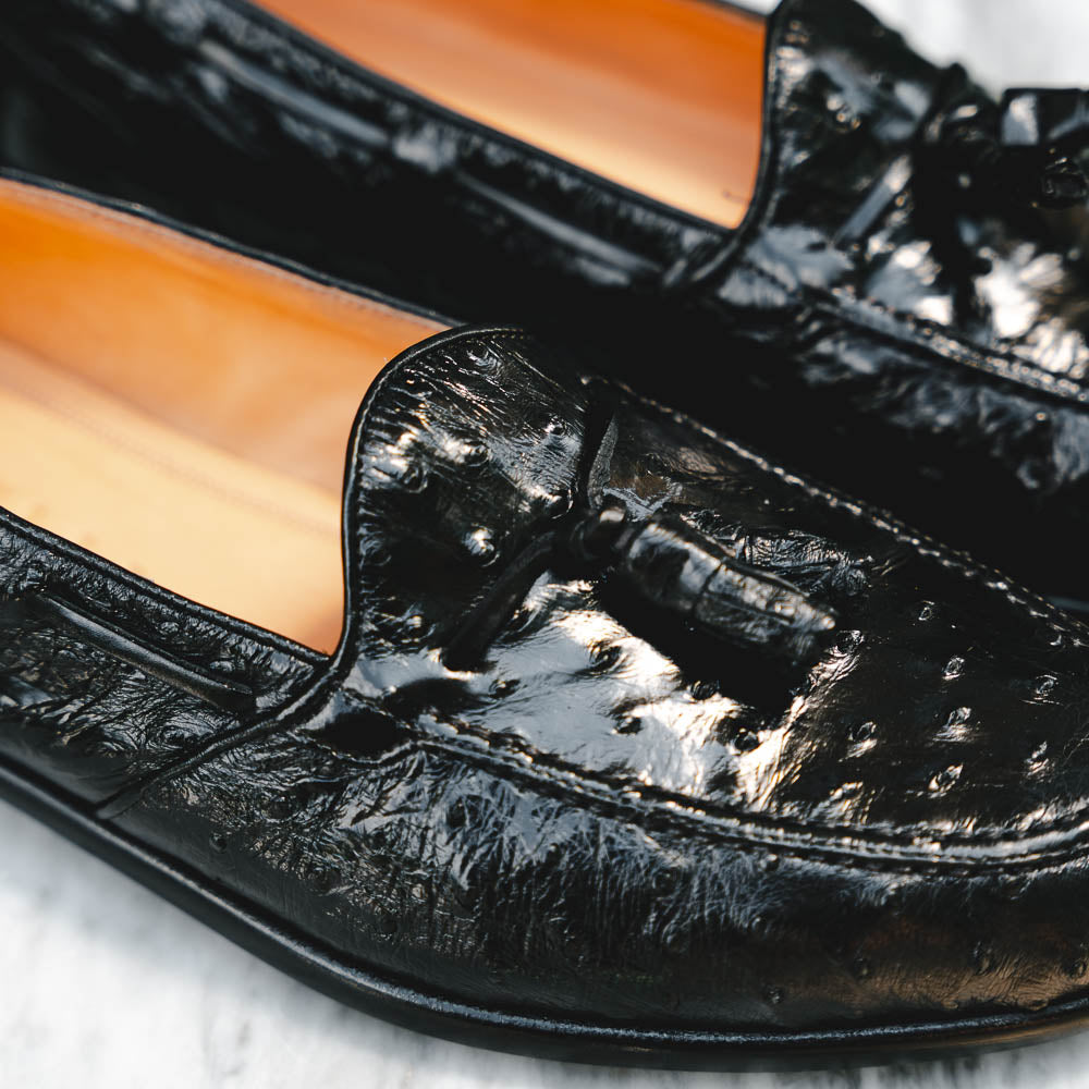 Zelli Italia 13-581-BLK FRANCO Ostrich Tassel Loafer, Black View 11