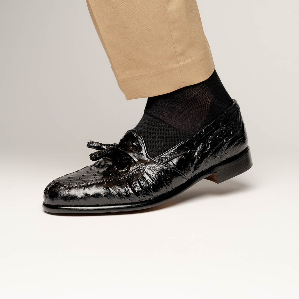 Zelli Italia 13-581-BLK FRANCO Ostrich Tassel Loafer, Black Lifestyle View