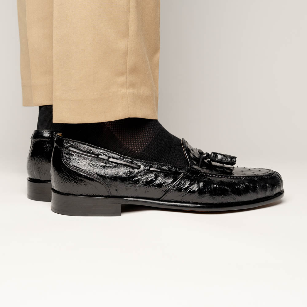 Zelli Italia 13-581-BLK FRANCO Ostrich Tassel Loafer, Black View 9