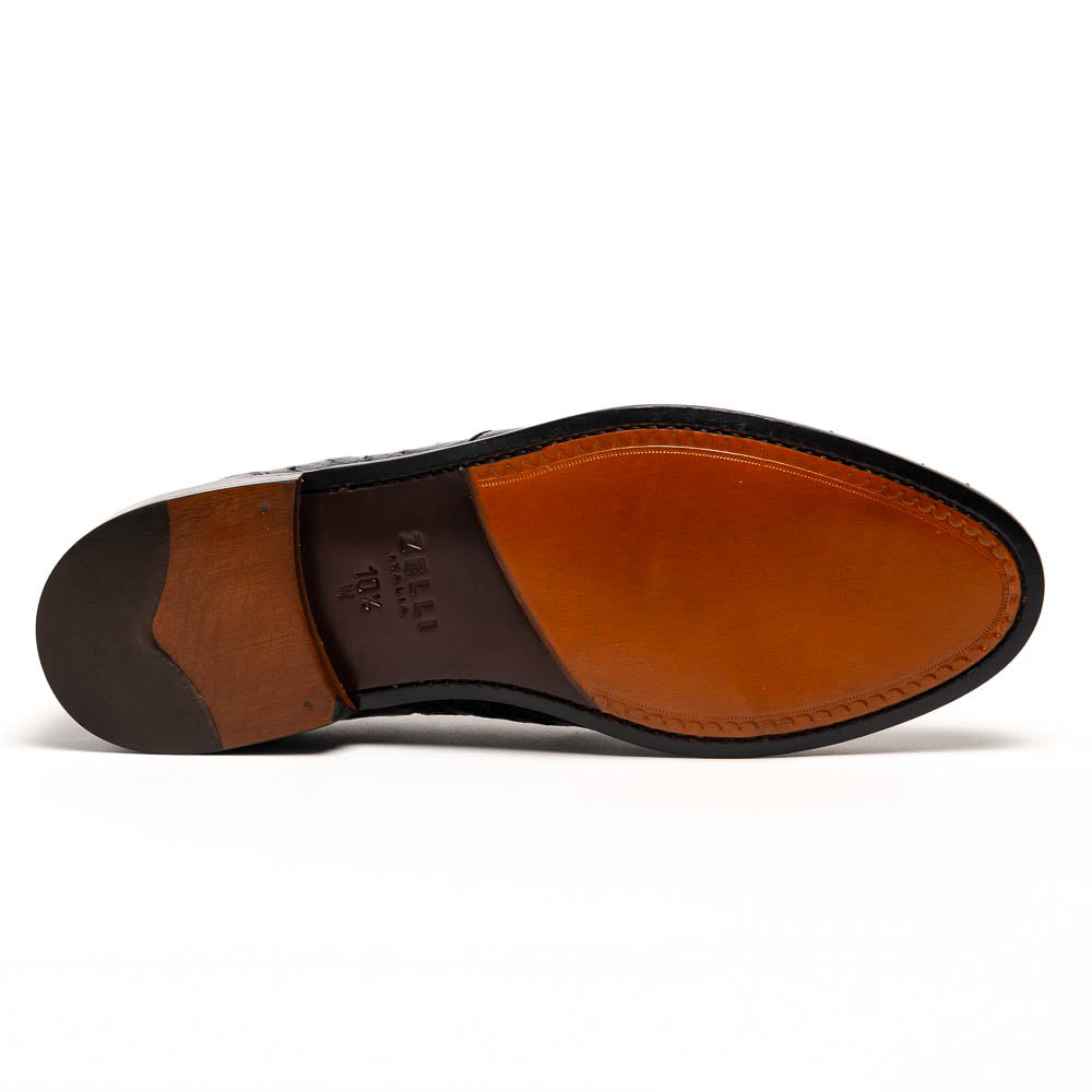 Zelli Italia 13-581-BLK FRANCO Ostrich Tassel Loafer, Black Back View