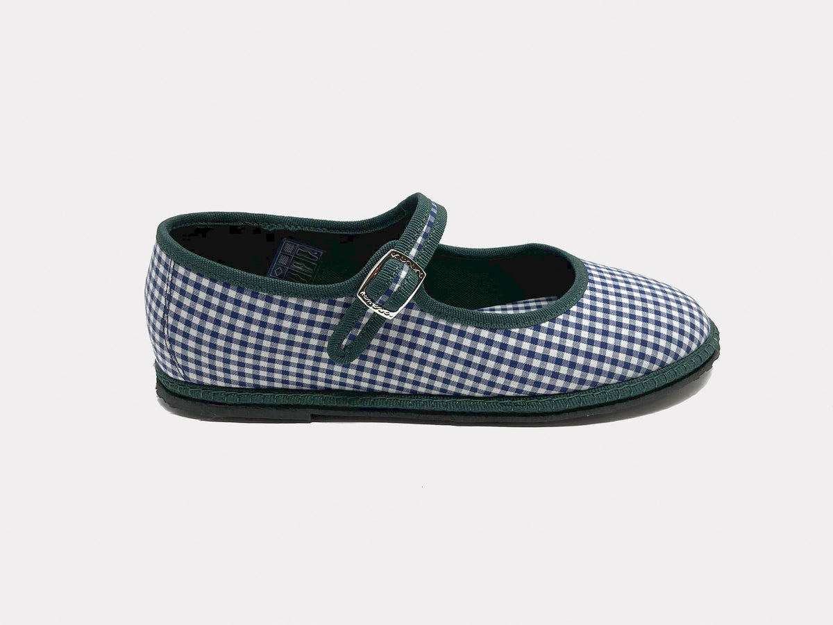 SantM Mary Jane Furlane Navy Gingham – side view