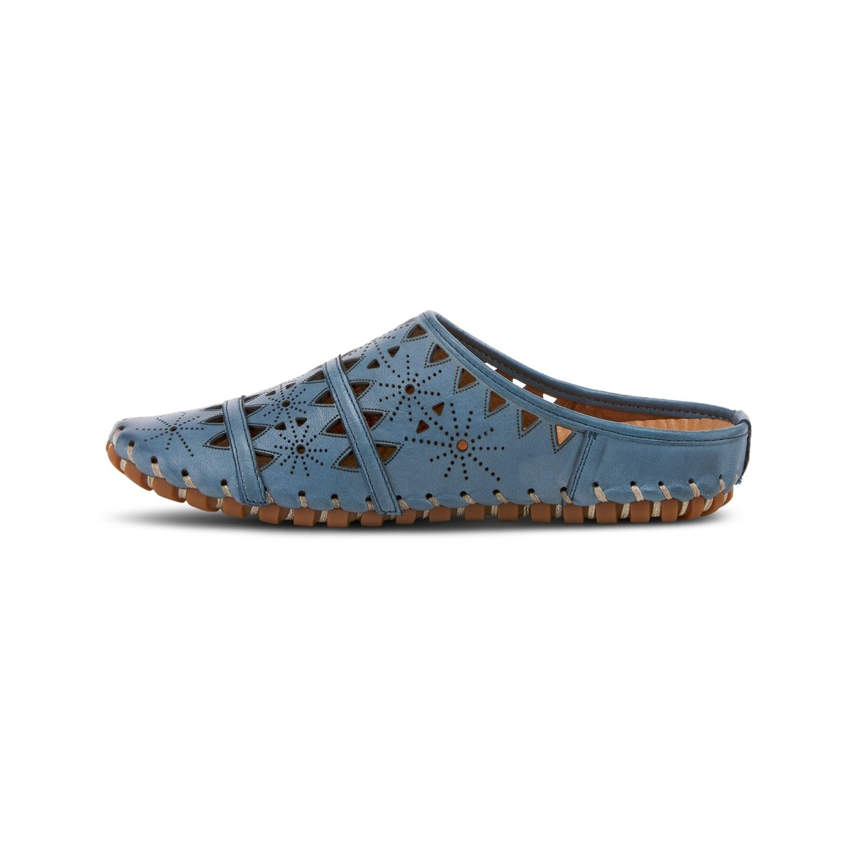 Spring Step Fusalide Blue clog, side view on white
