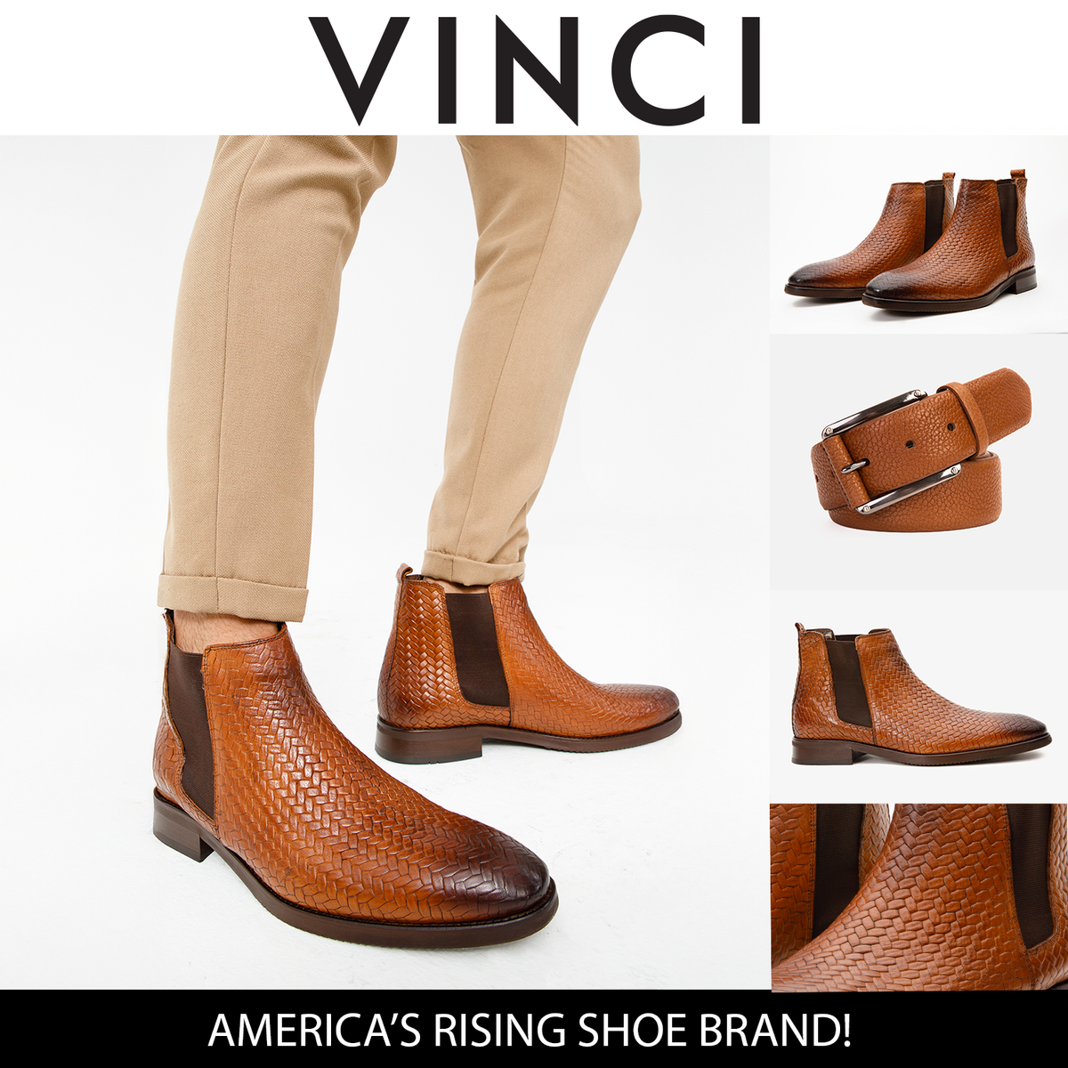 Vinci Leather The Oslo Tan Leather Chelsea Men Boot – product view 3