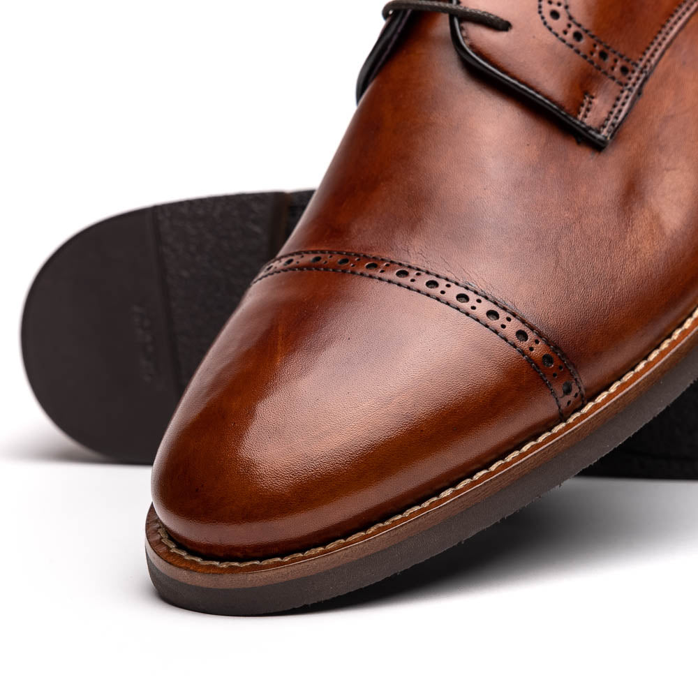 Zelli Italia Men's 25-548-CGN GIOVANNI Italian Calfskin Lace Up Cognac