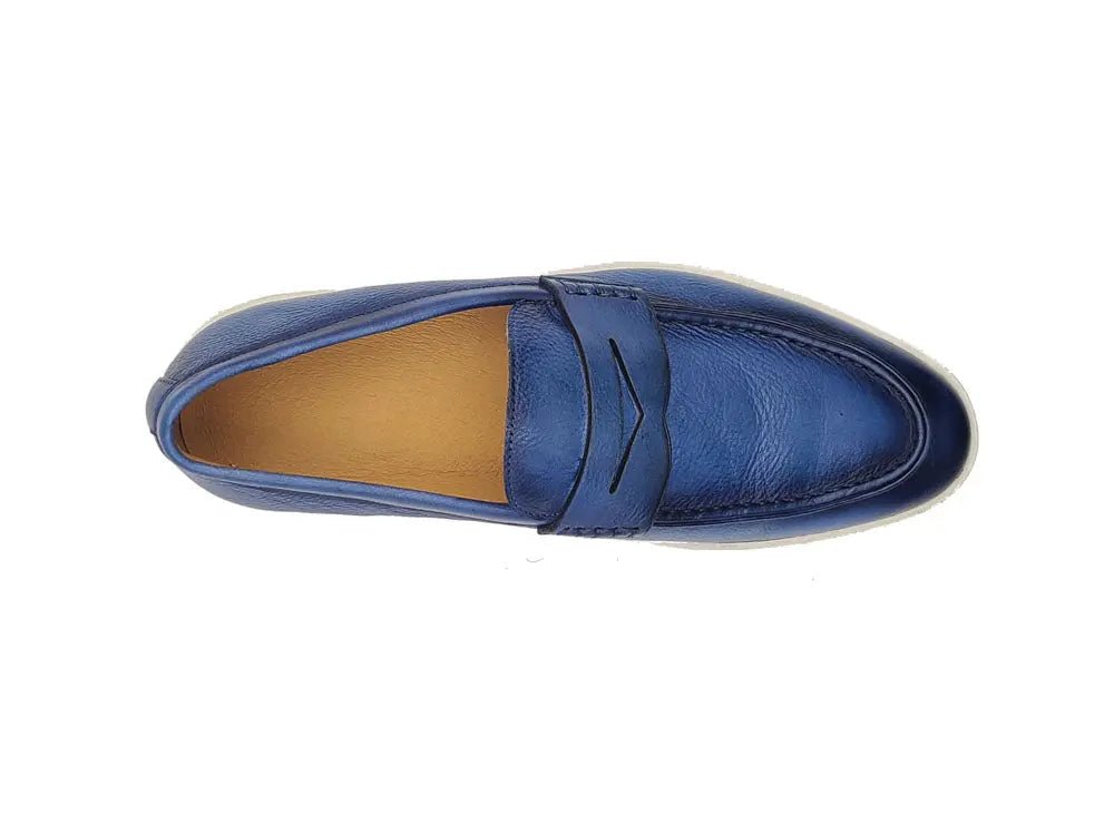Carrucci Shoes Gorgeous Patina Burnished Penny Loafer Sneaker Calf Leather KS52915