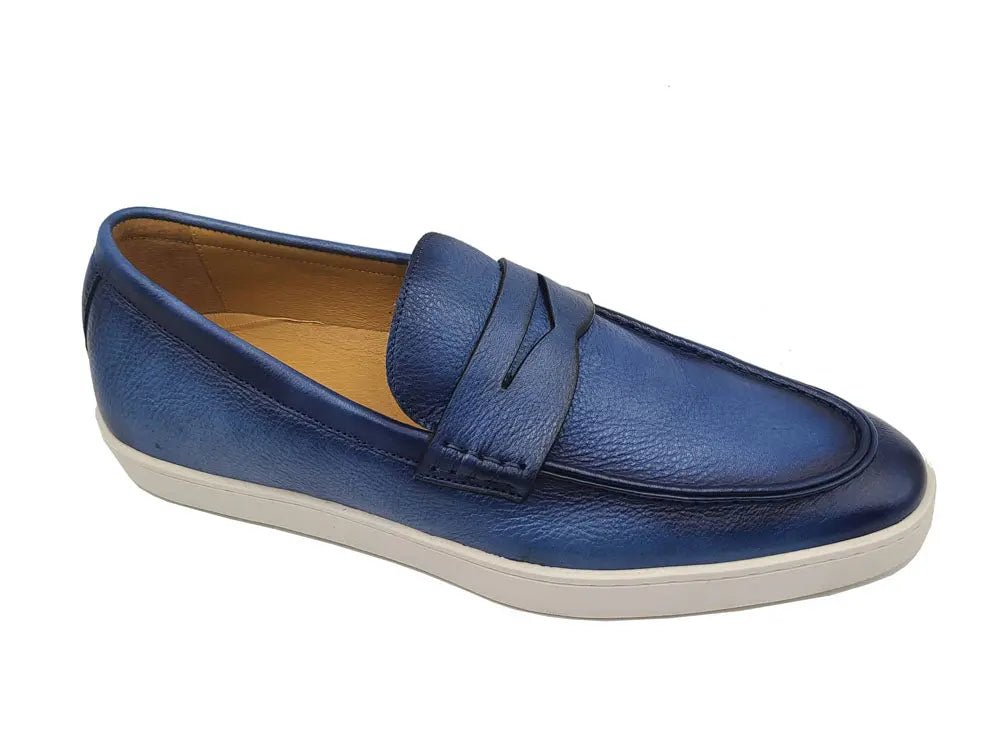 Carrucci Shoes Gorgeous Patina Burnished Penny Loafer Sneaker Calf Leather KS52915