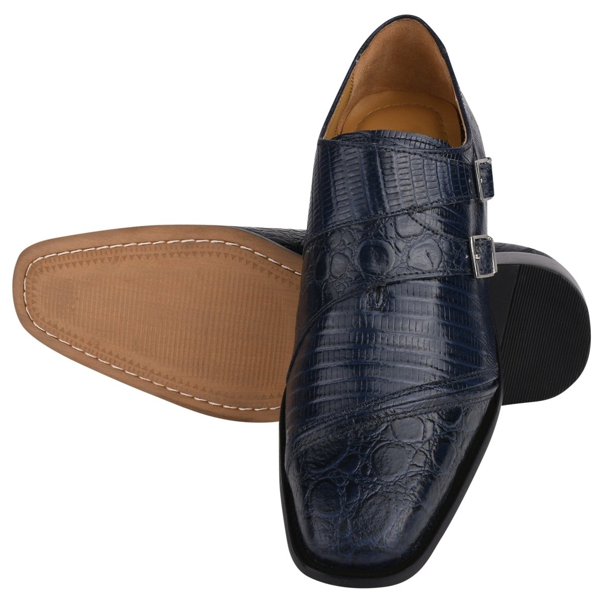 Liberty Zeno Grace Men’s Double Monk Strap Dress Shoes – Genuine Leather Oxford Style Formal Shoes