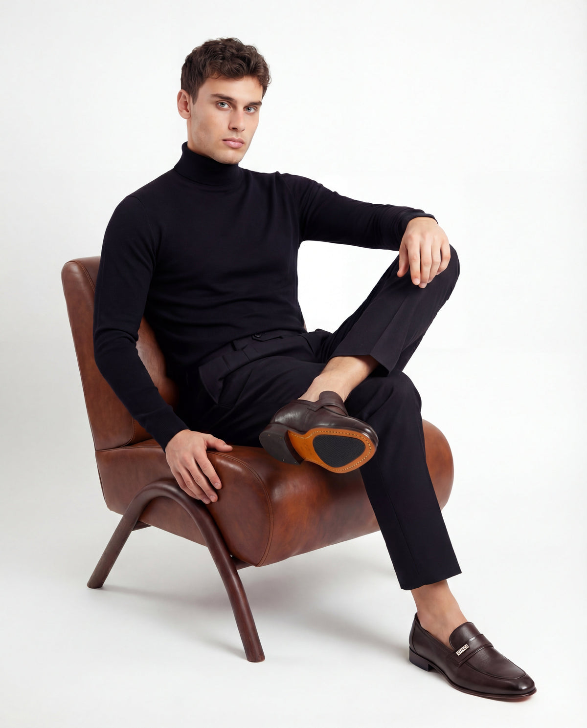 The Ashford Brown Baby Buffalo Leather Loafer Men Shoe