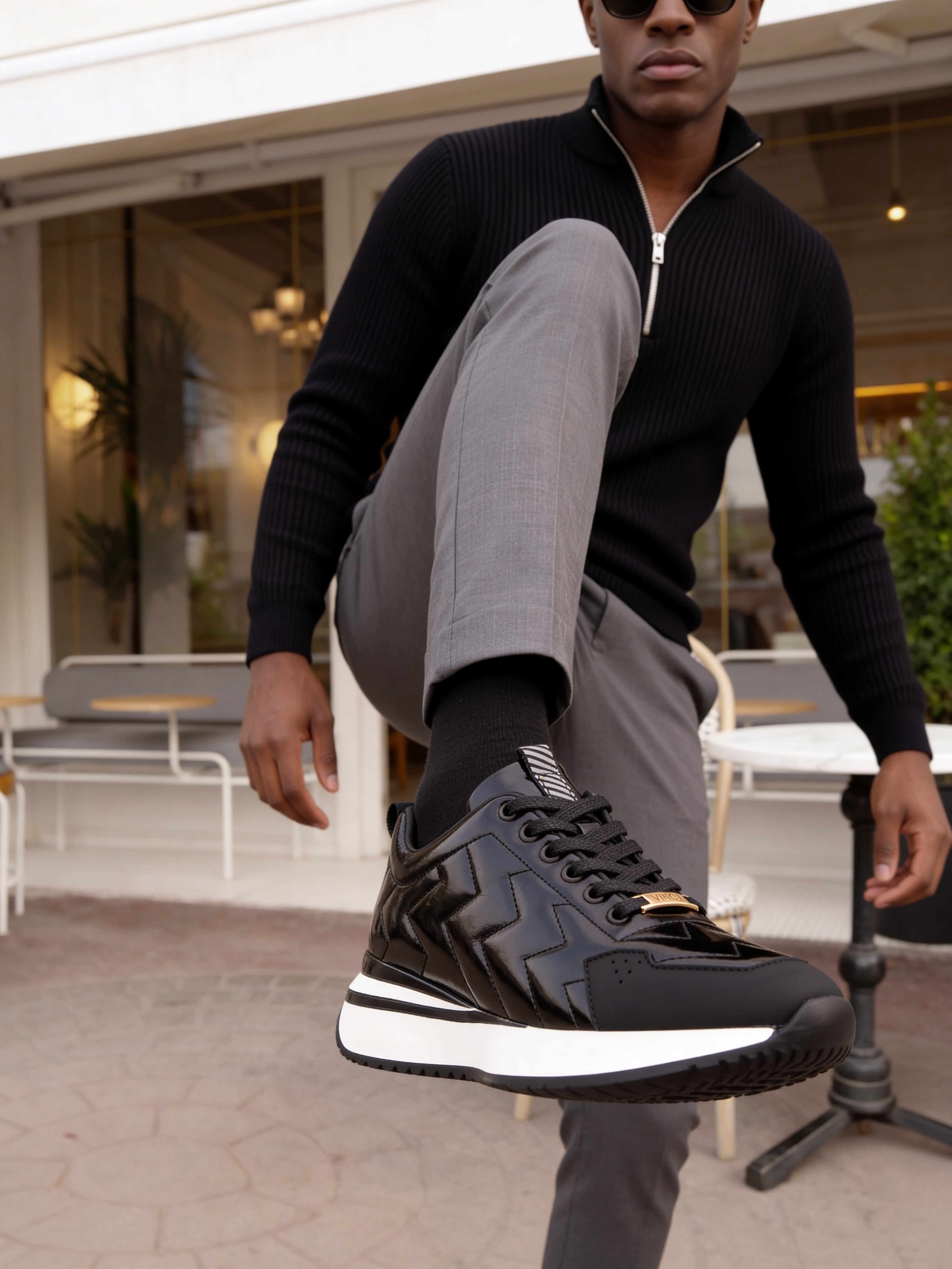 The Veneto Black Leather Men Sneaker
