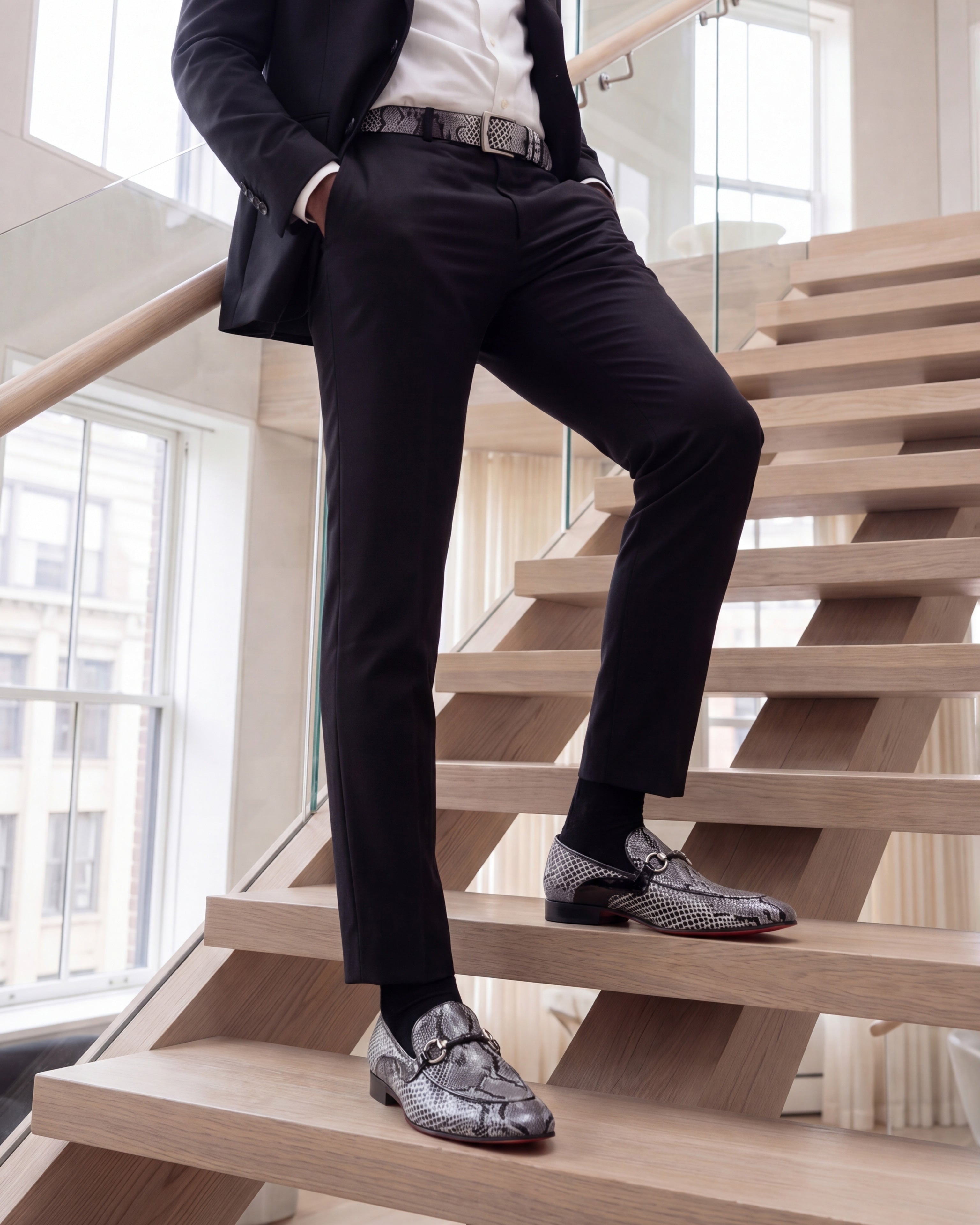 The Milano Black/White Shoe Bit Loafer Men shoe