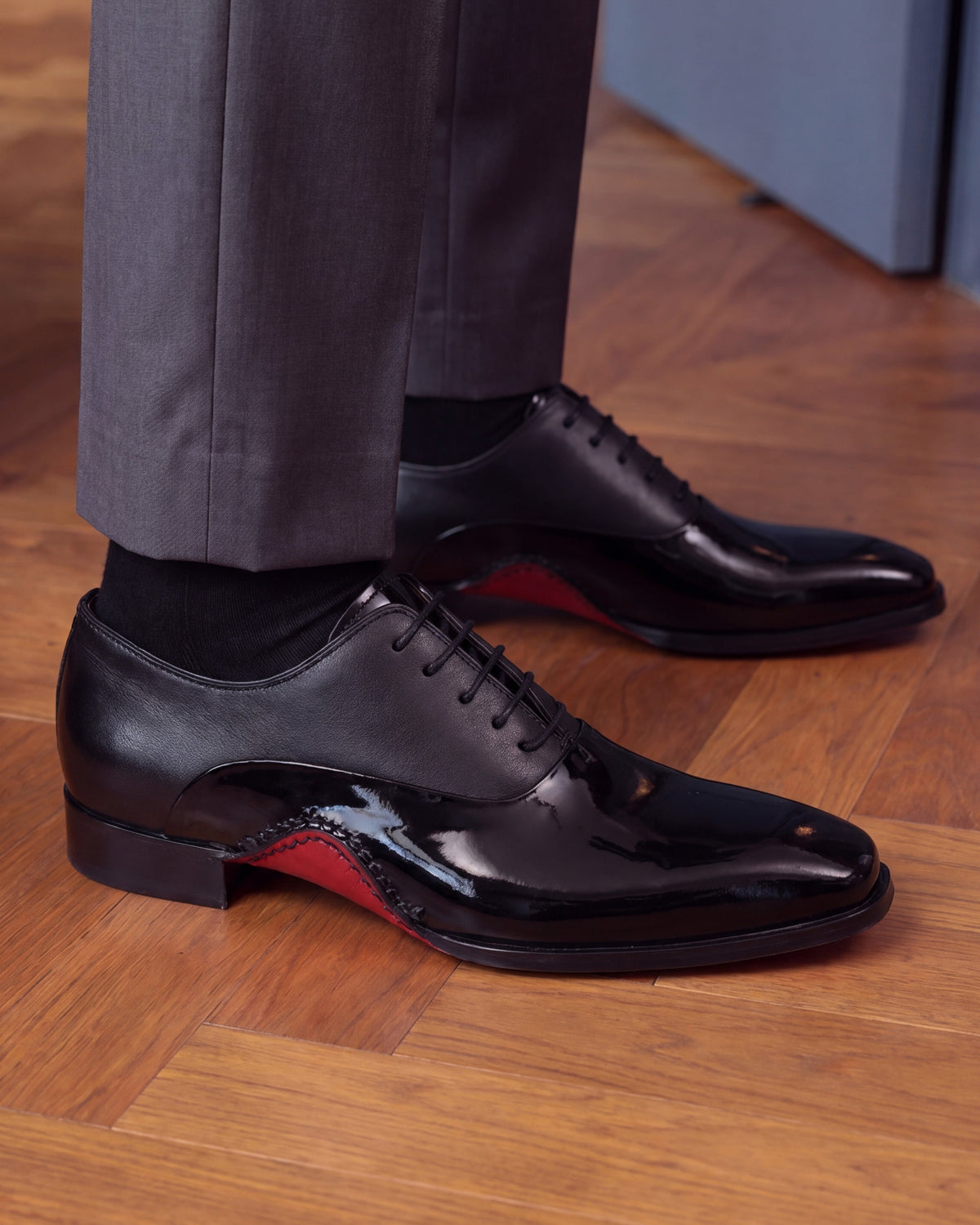 Vinci Leather The Royal Hand Craft Black Patent Leather Plain Toe Oxford Men Shoe – product view 11