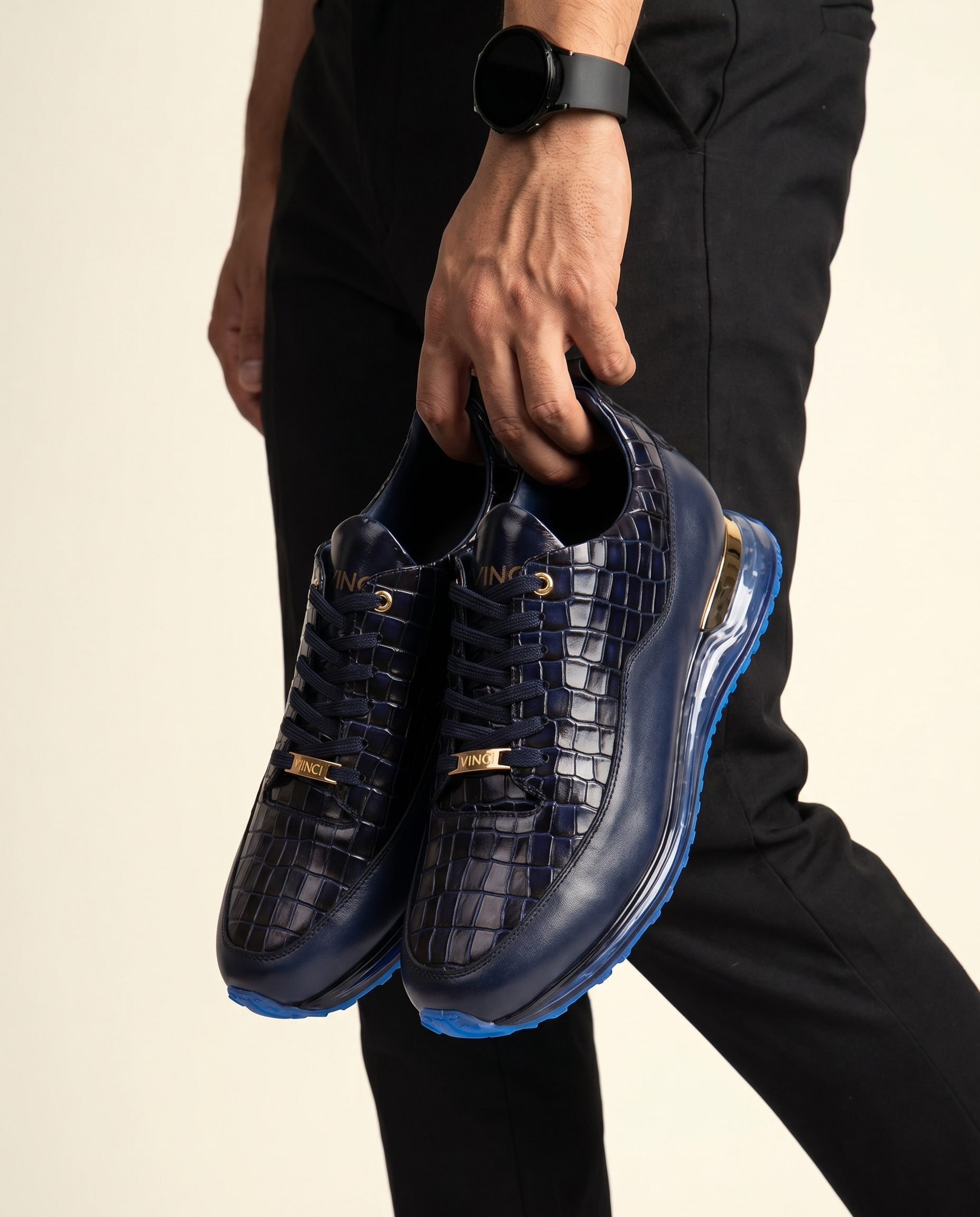 The Marseille Navy Blue Leather Men Sneaker