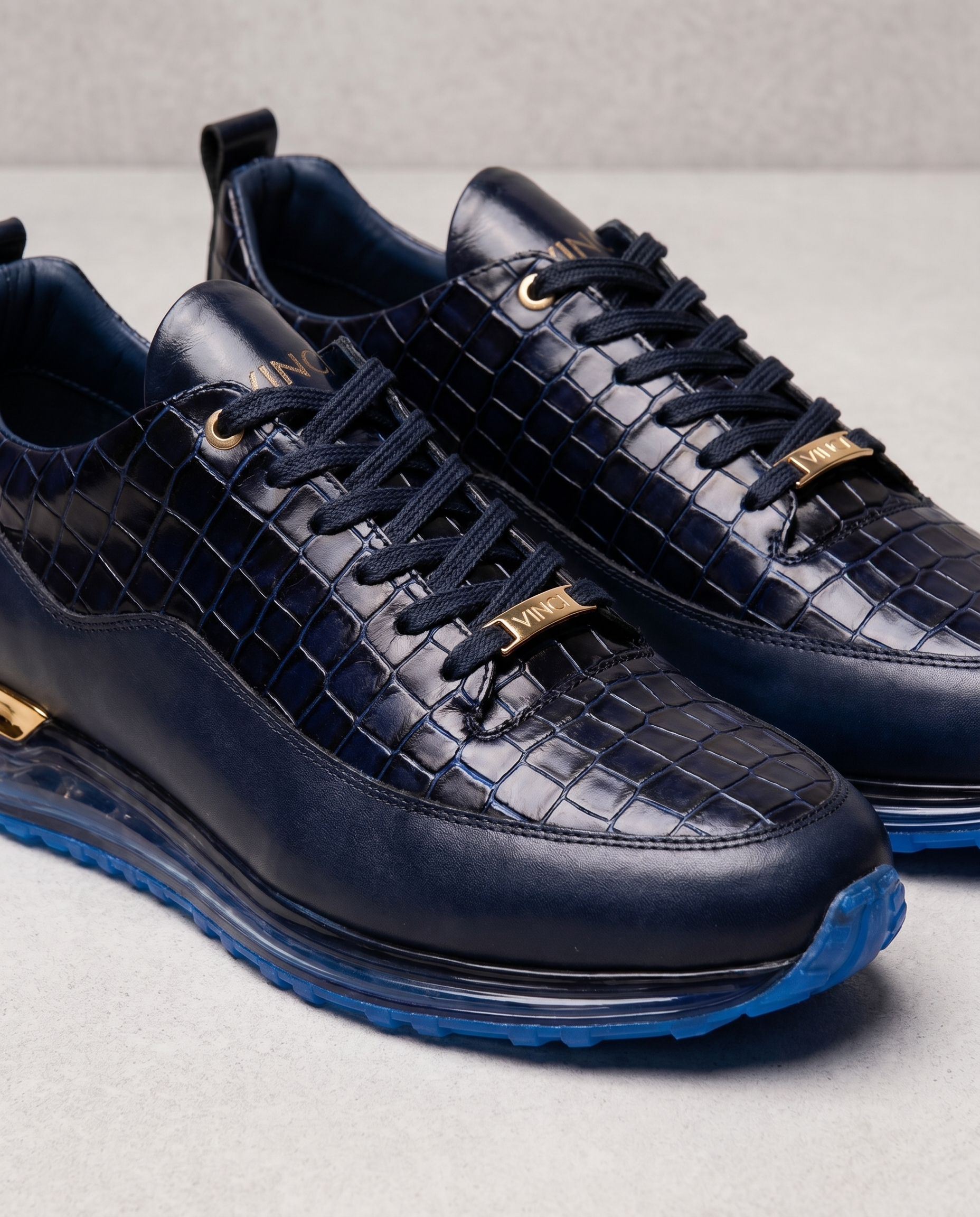 The Marseille Navy Blue Leather Men Sneaker