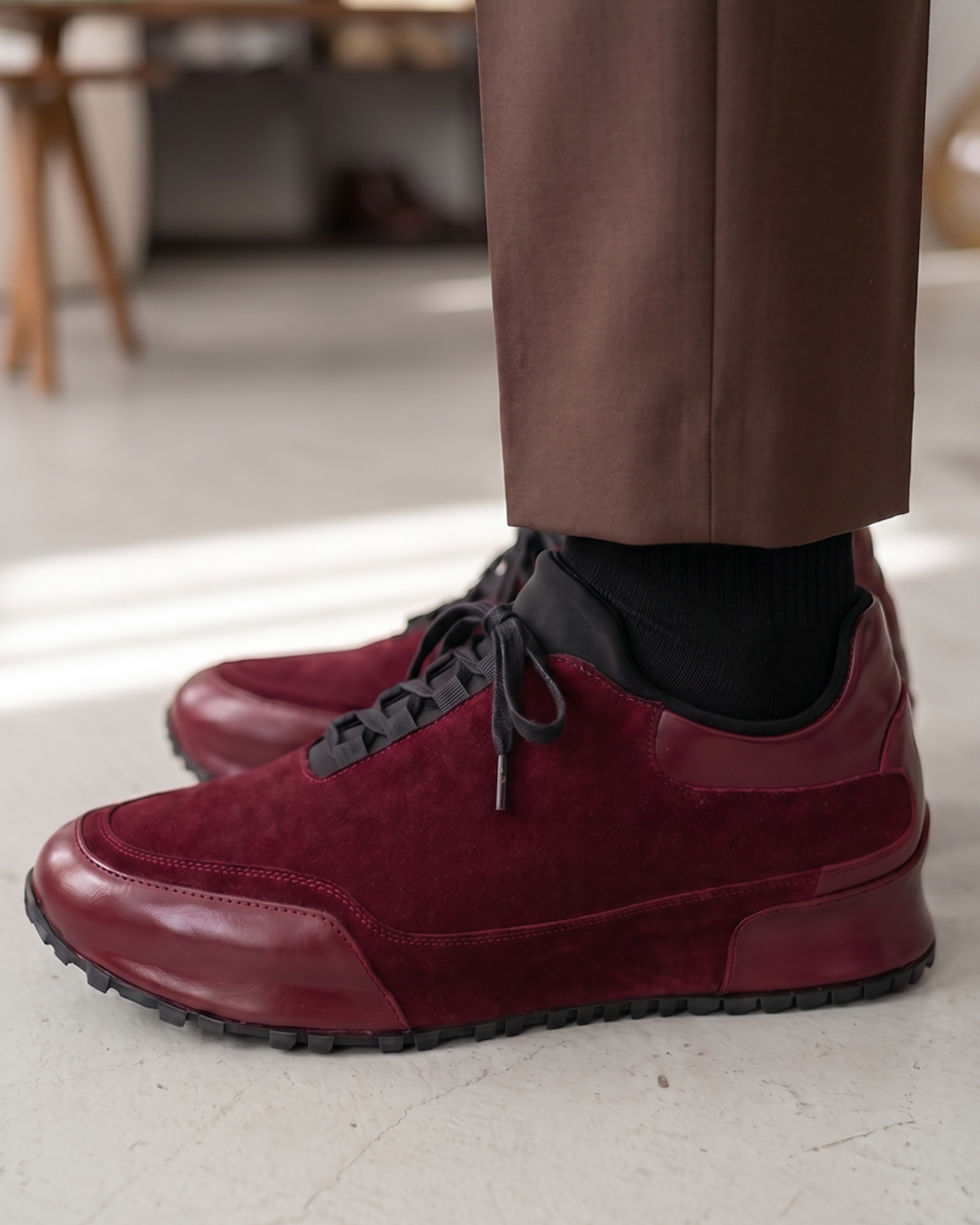 The Hudson Burgundy Suede Men Sneaker
