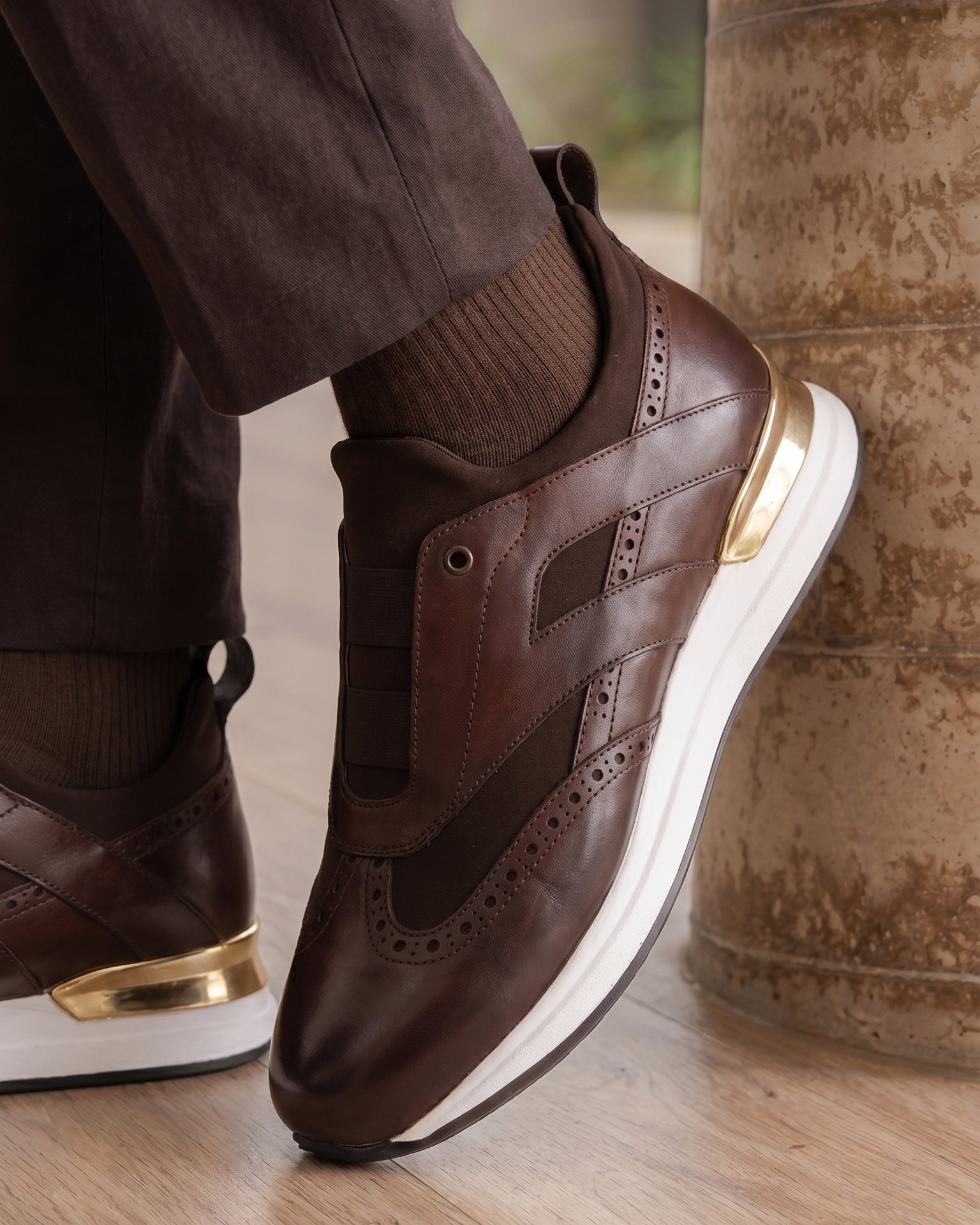 The Arcadia Brown Leather Men Sneaker