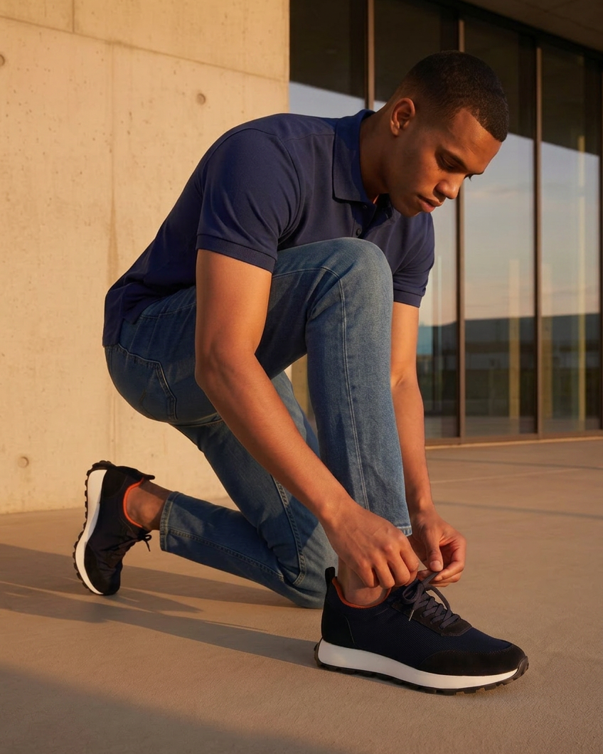 The Berlin Navy Suede Leather Men Sneaker