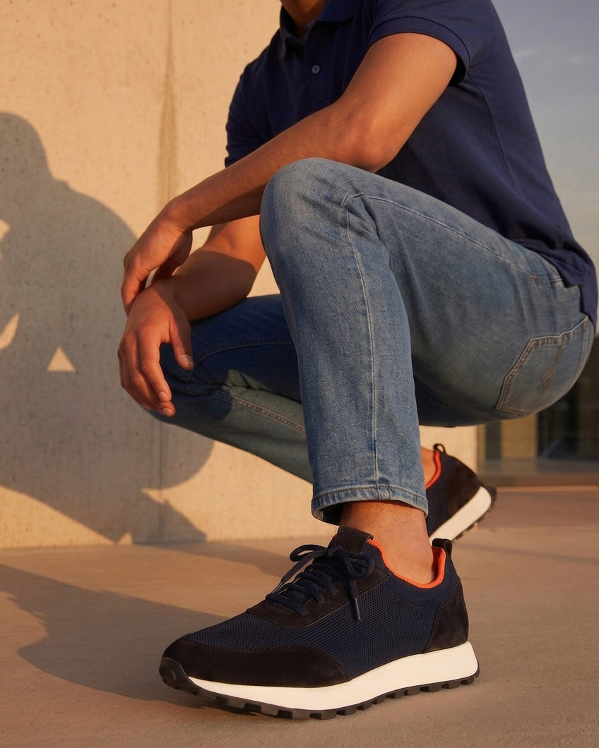 The Berlin Navy Suede Leather Men Sneaker