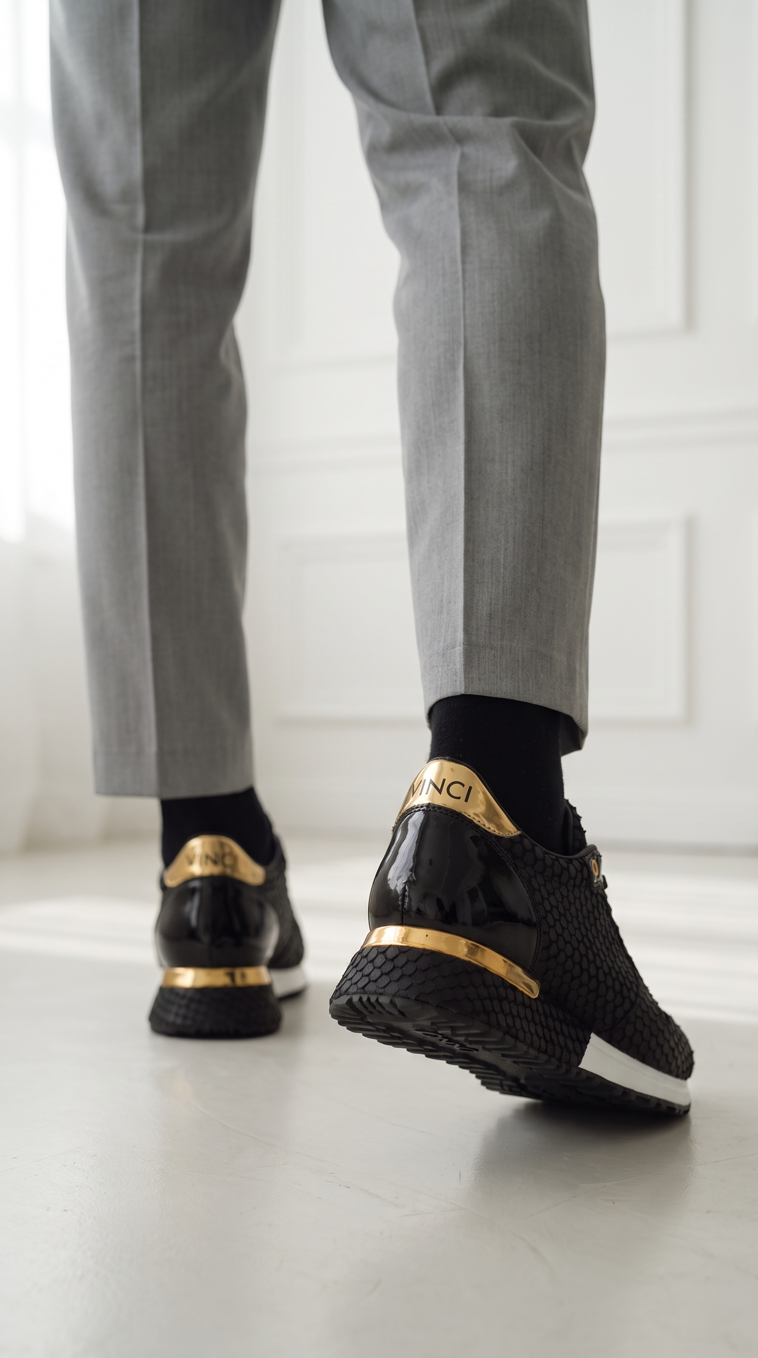 The Majesty Black & Gold Leather Men Sneaker