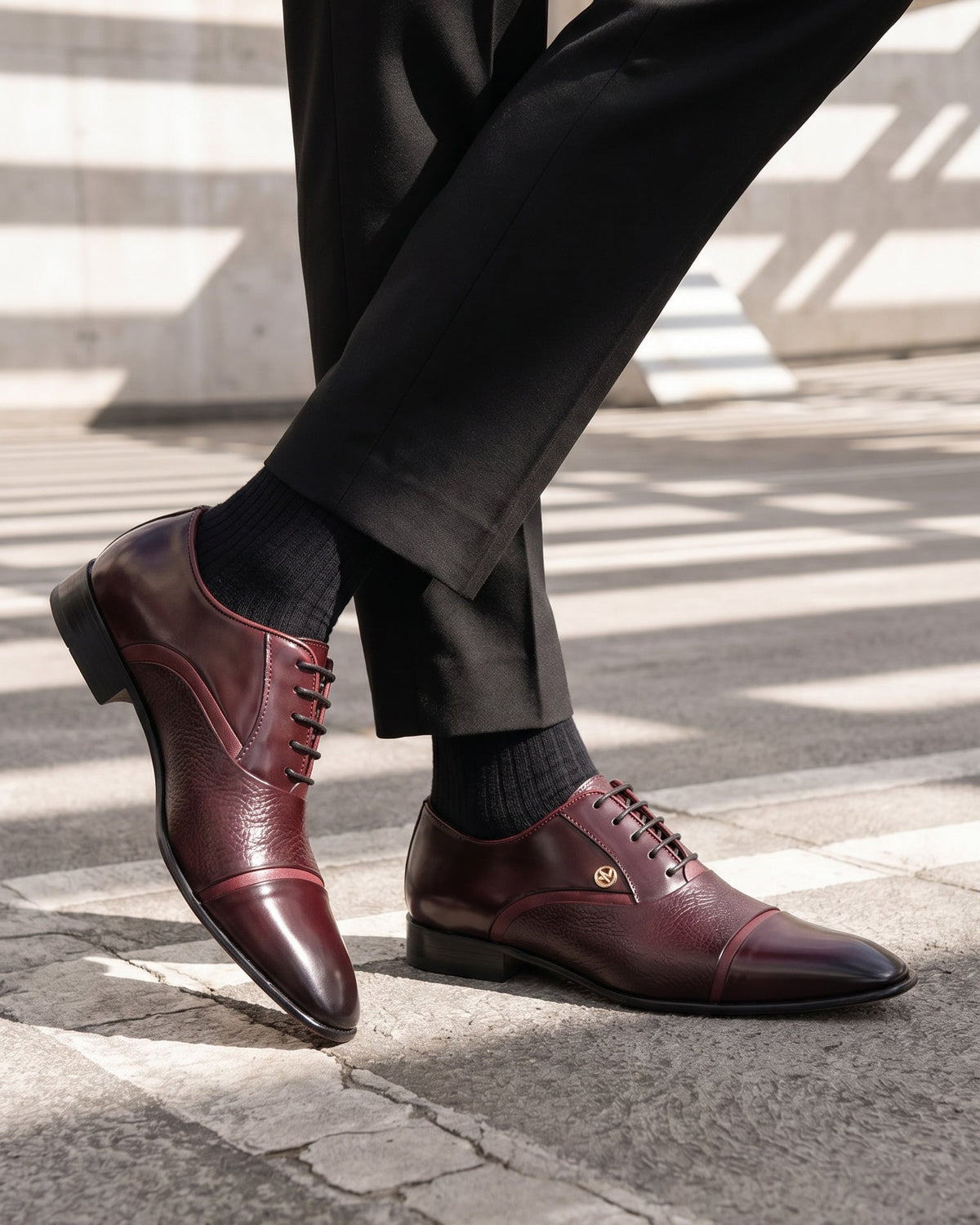 Vinci Leather The Rockwell Handmade Burgundy Leather Cap Toe Oxford Men Shoe – product view 12
