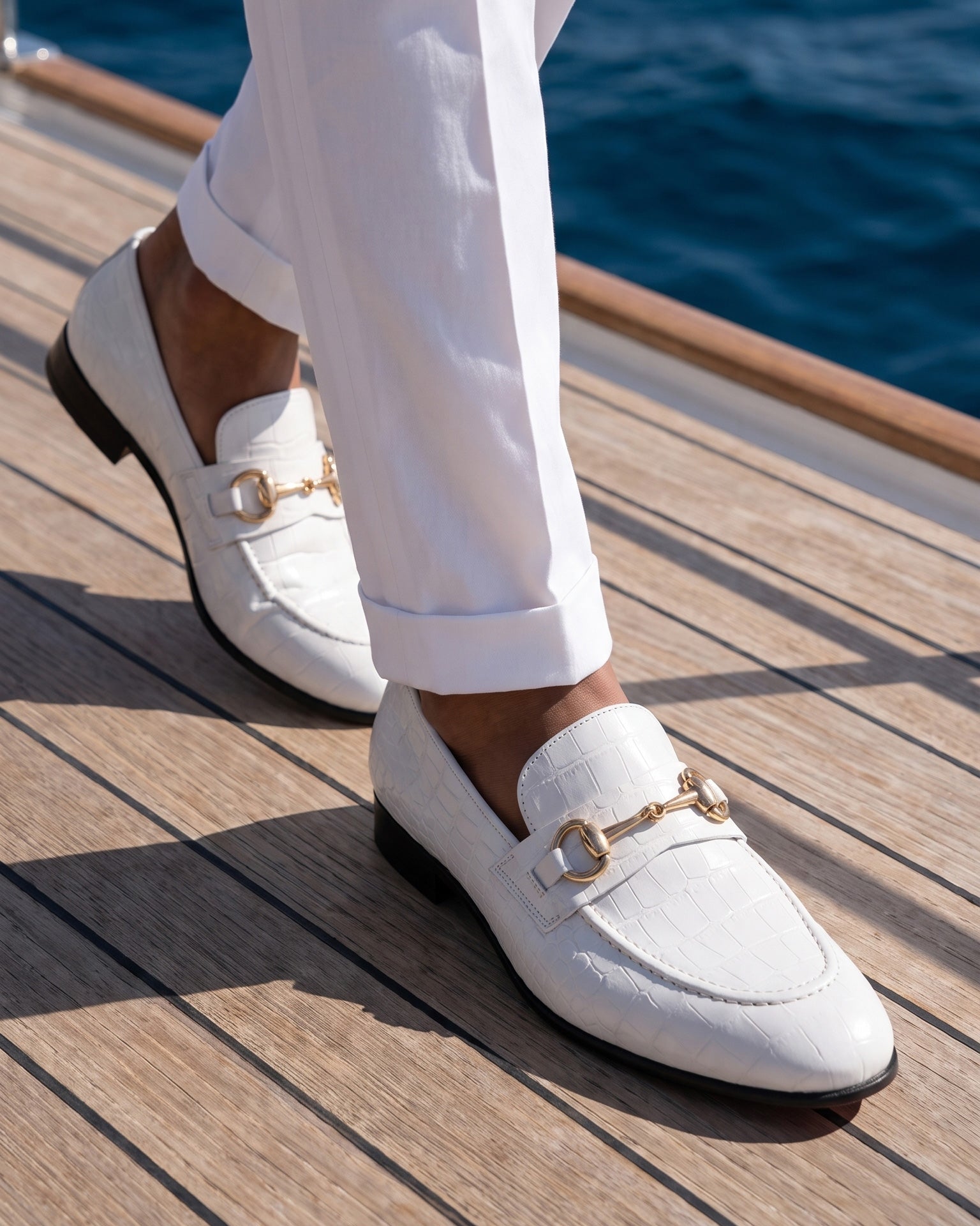 The Monaco White Leather Men Shoe Bit Loafer