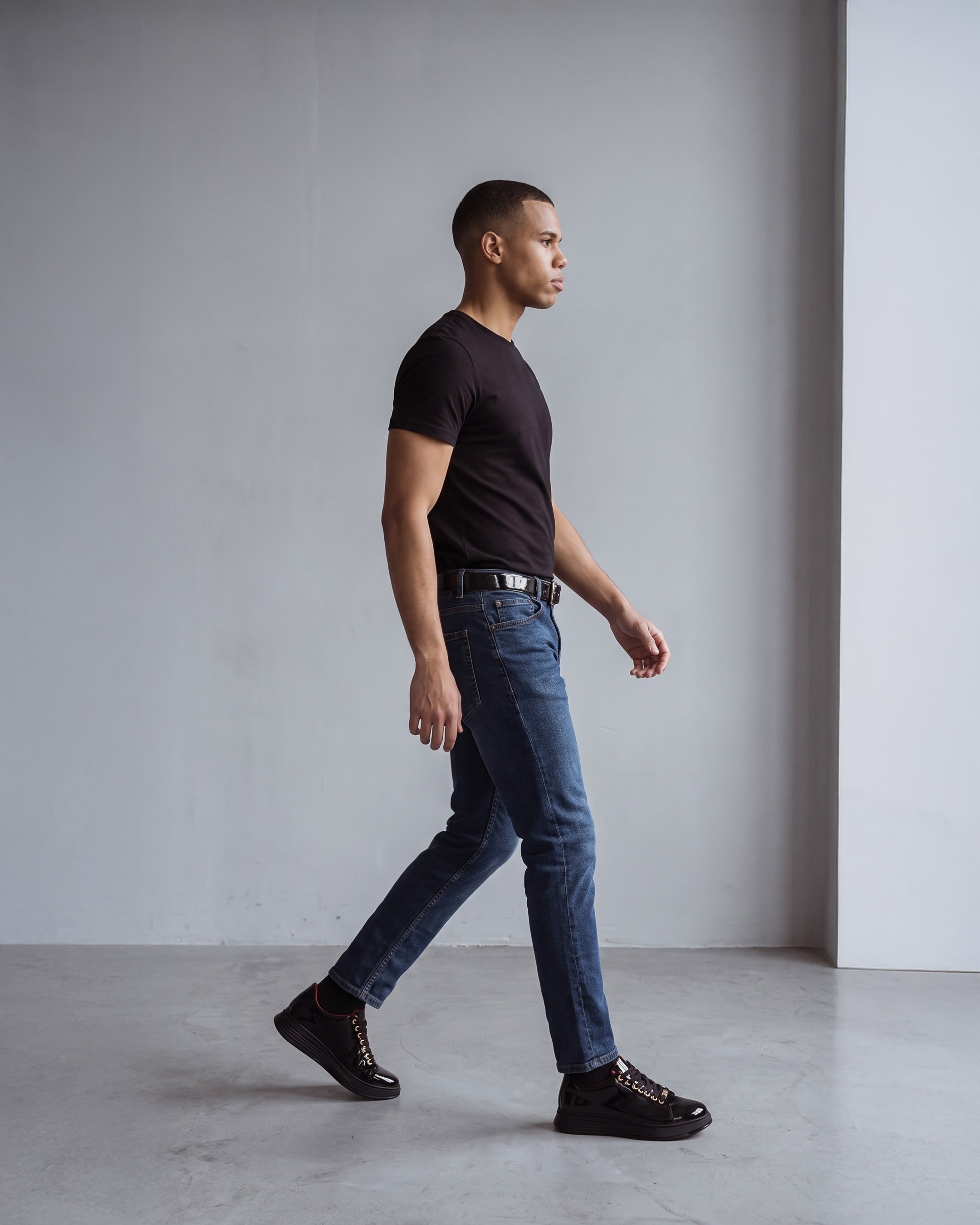 The Peklin Patent Black Leather Men Sneaker