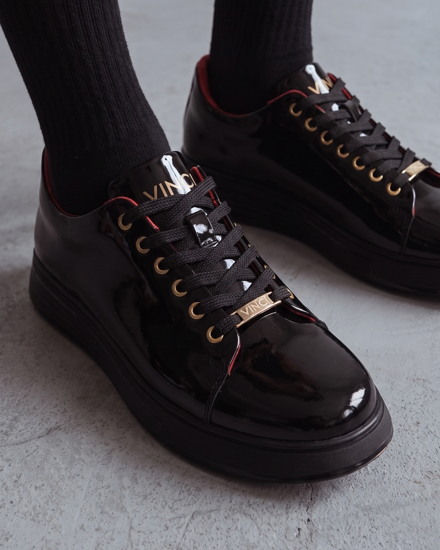The Peklin Patent Black Leather Men Sneaker