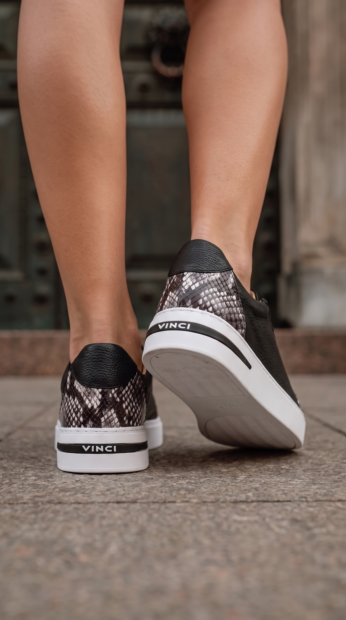 Vinci Leather The Burano Black & White Leather Women Sneaker – product view 8