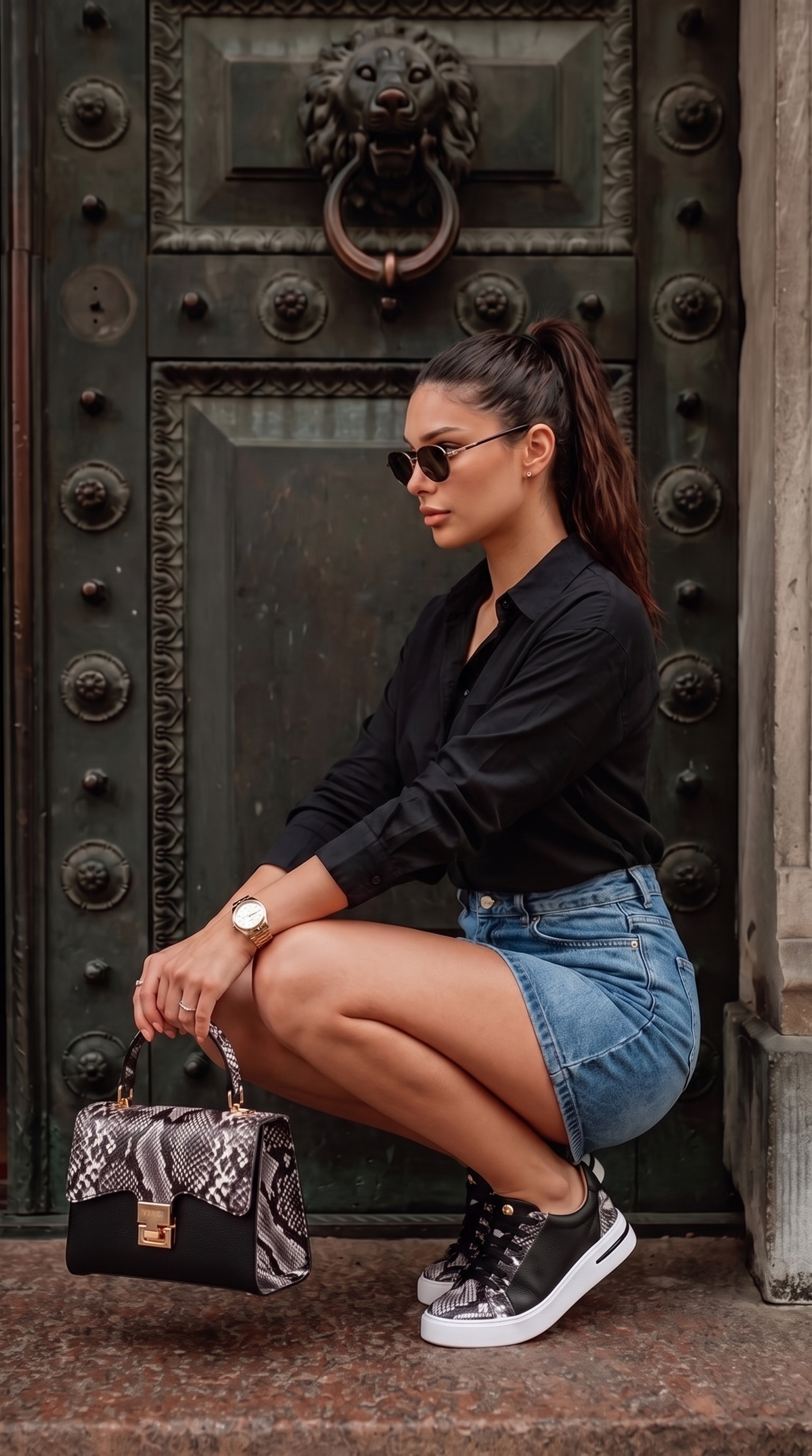 Vinci Leather The Burano Black & White Leather Women Sneaker – product view 13