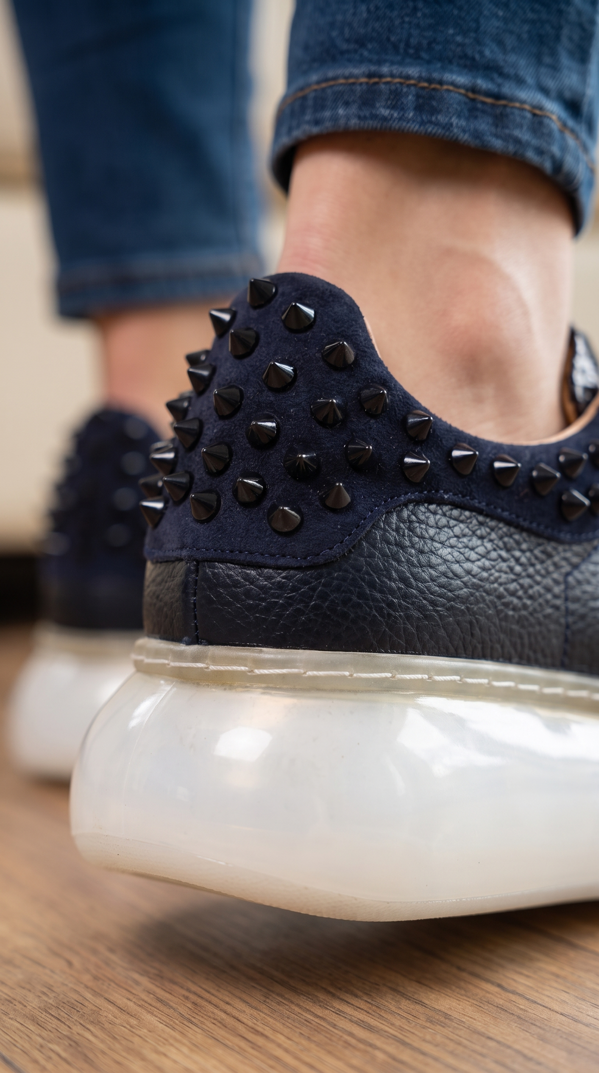 Vinci Leather The Venezia Dark Blue Leather Women Sneaker – product view 8