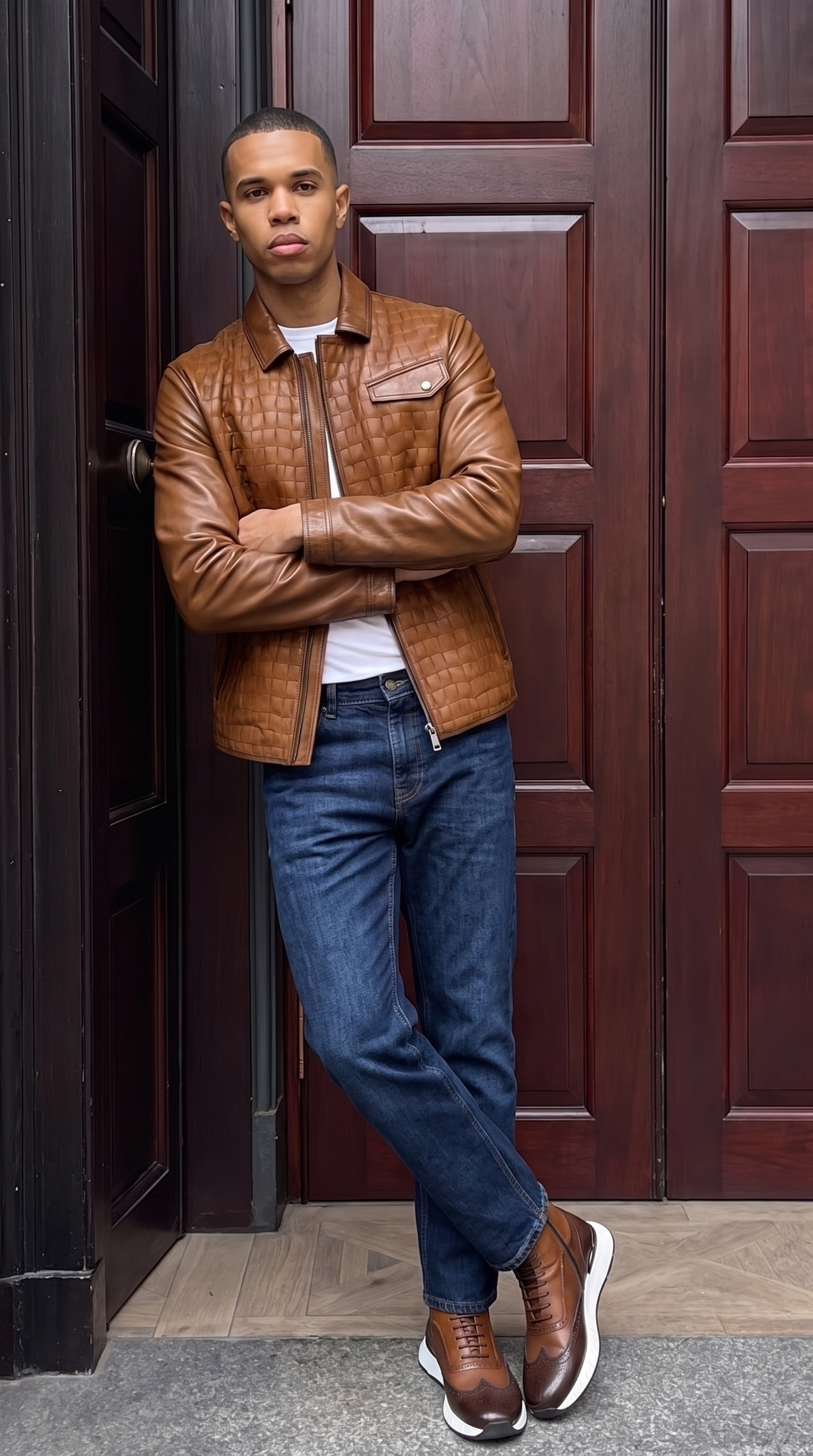Vinci Leather The Emerson Tan Leather Men Jacket – product view 18
